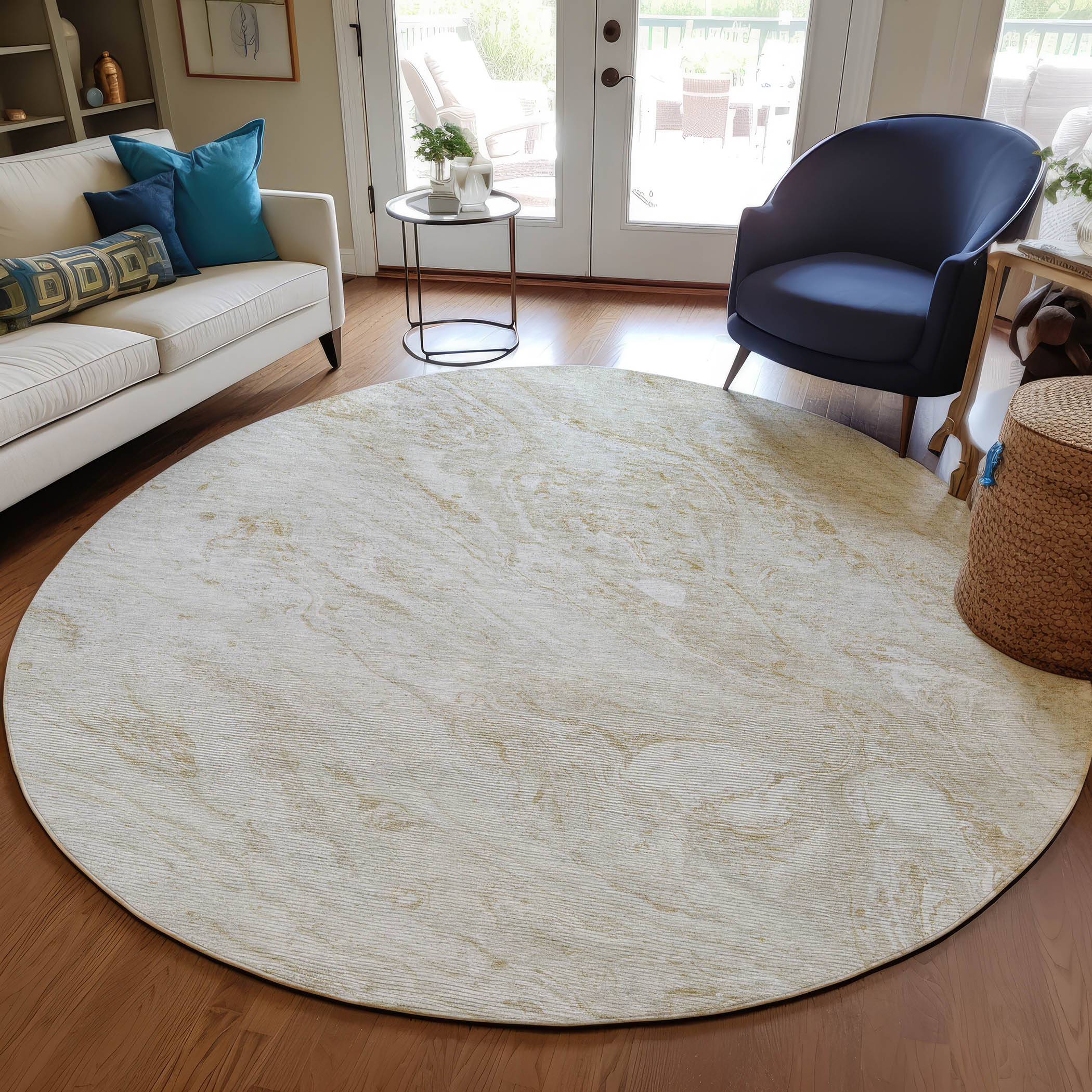 Addison Rugs ACN640IV8RO Chantille ACN640IV 8 x 8 (ft) Polyester Ivory Round Indoor/Outdoor Geometric Machine washable Area rug