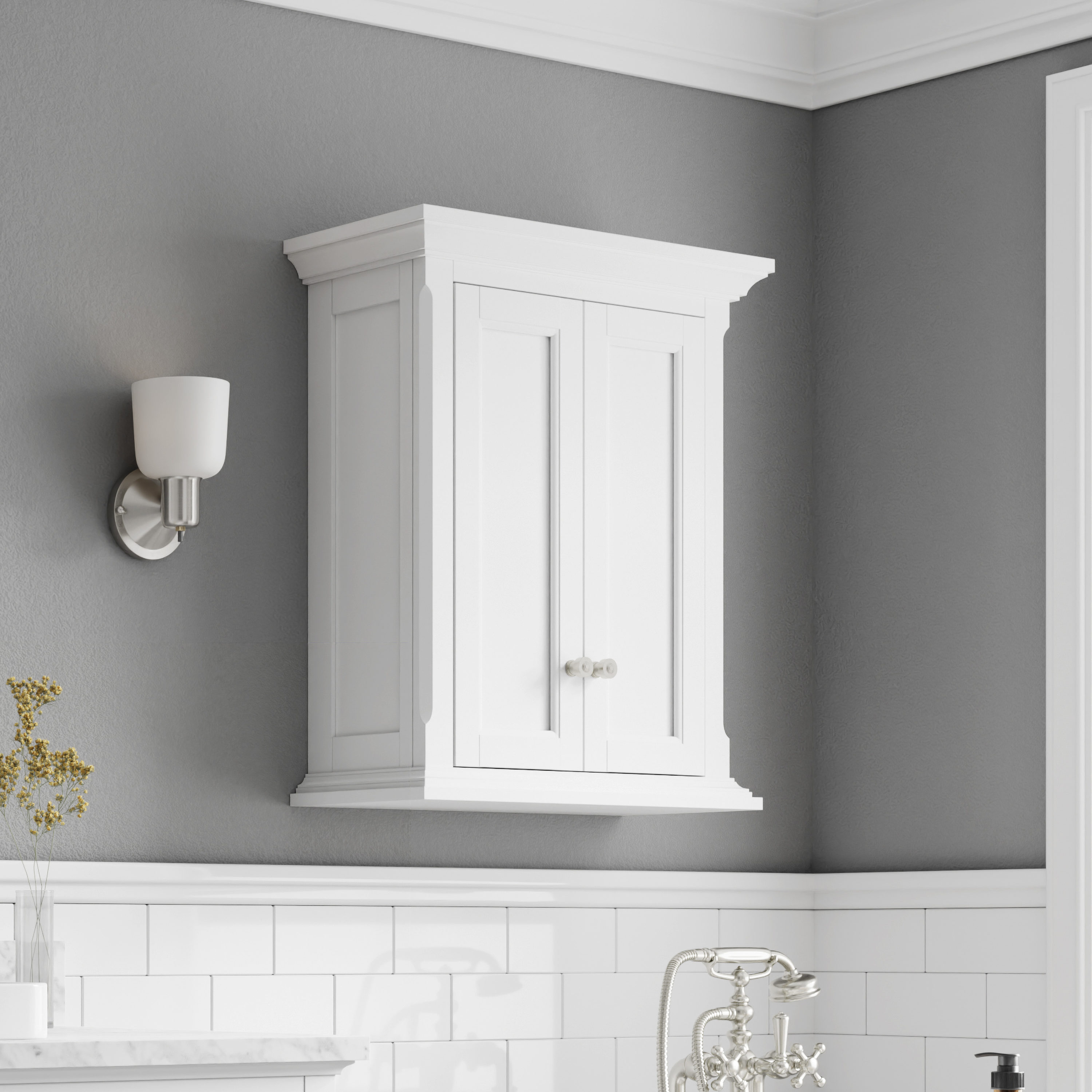 Elegant Home Fashions Wooden Bathroom Wall Medicine Cabinet Space