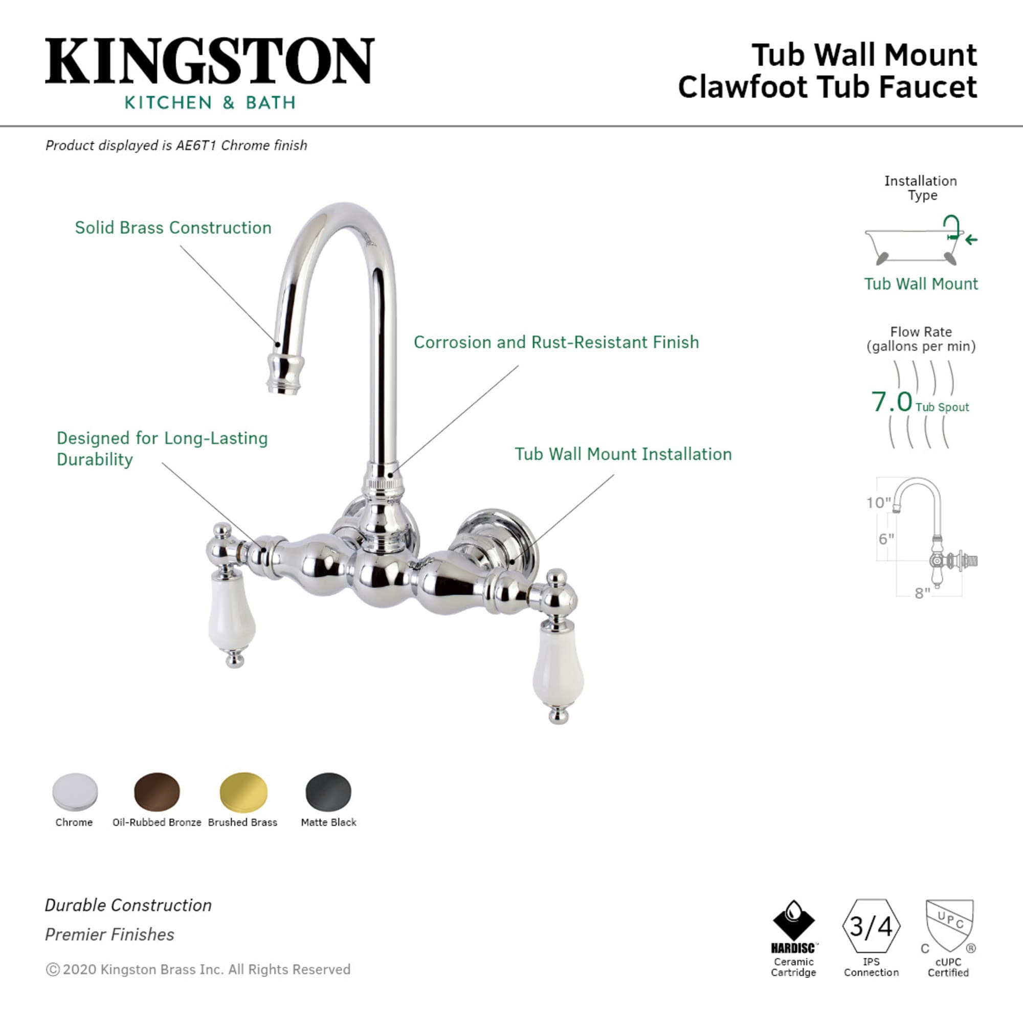 Kingston Brass WLAE6T1 Roman-Tub-Faucets - View #3