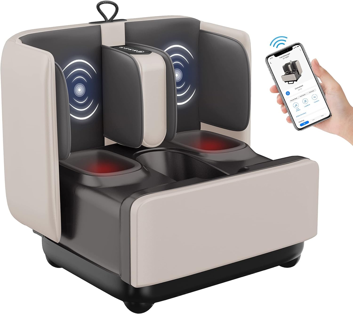 Comfier CF-5001S-APP Shiatsu Deep Kneading Calf and Foot Massager with Heat – APP Control in White