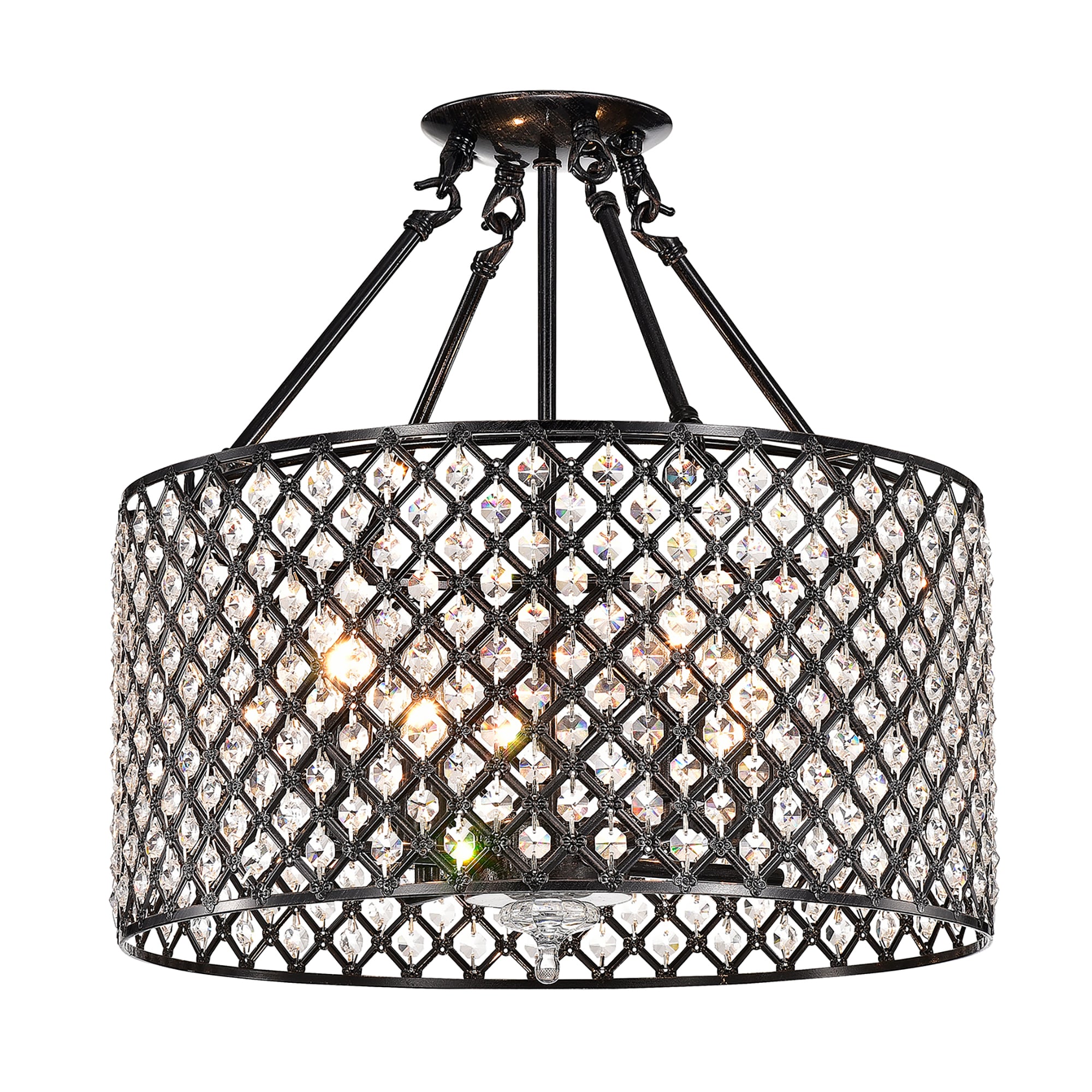 Edvivi ESG8025BK 4 -Light 17-in Antique Black Semi Flush Mount Light