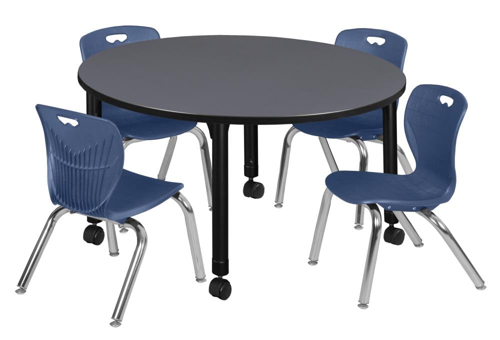 Regency TB48RNDGYAPCBK45NV Classroom Tables Gray 4-Person Training Table (48-in W x 34-in H)