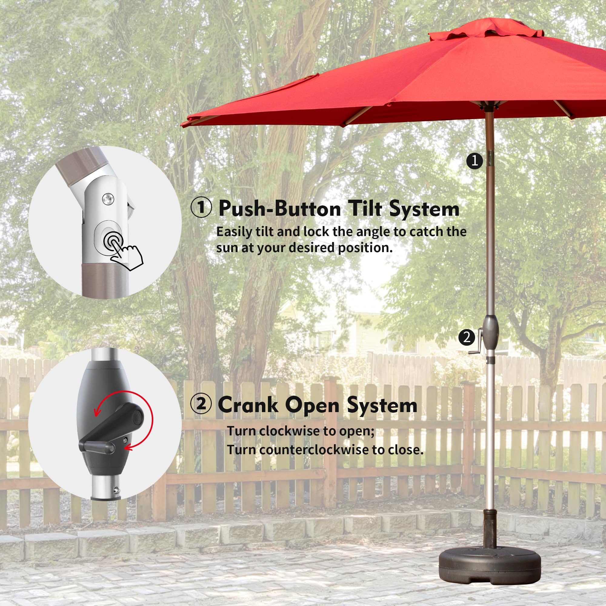 ToolCat 10FT Patio Umbrella, Outdoor Table Umbrella with Push Button ...