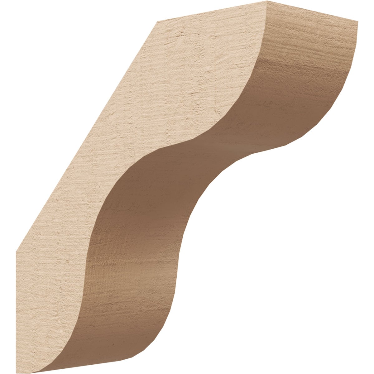 Ekena Millwork BRCUR03X08X08CARRCPR 3-in x 8-in x 8-in Primed Urethane Carmel Rough Cedar Woodgrain TimberThane KneeBrace