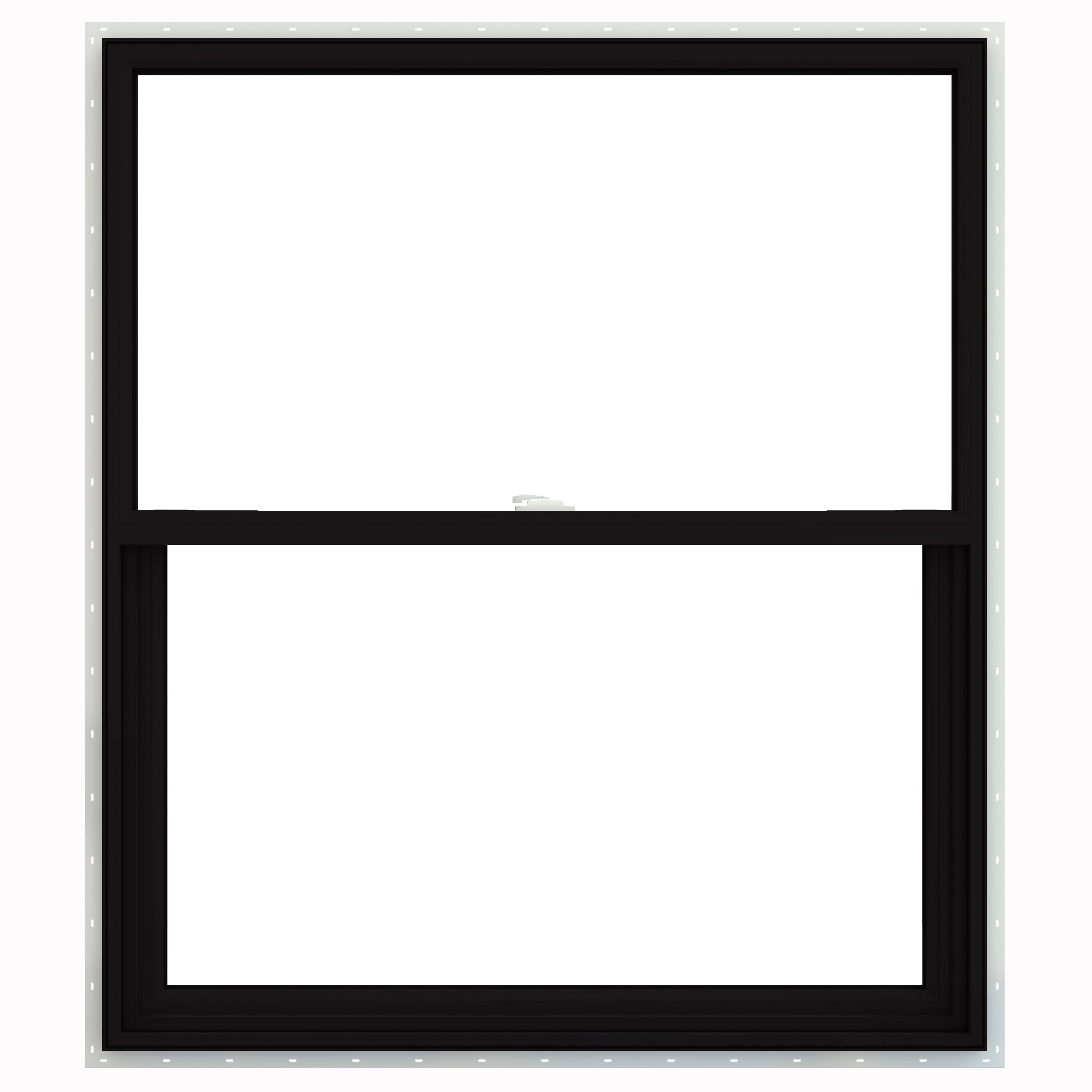 JELD-WEN LOWOLJW234700200 V-2500 29-1/2-in x 35-1/2-in Black Exterior Vinyl New construction Single Hung Window Low-E argon Double Pane Glass (Full Screen Included)