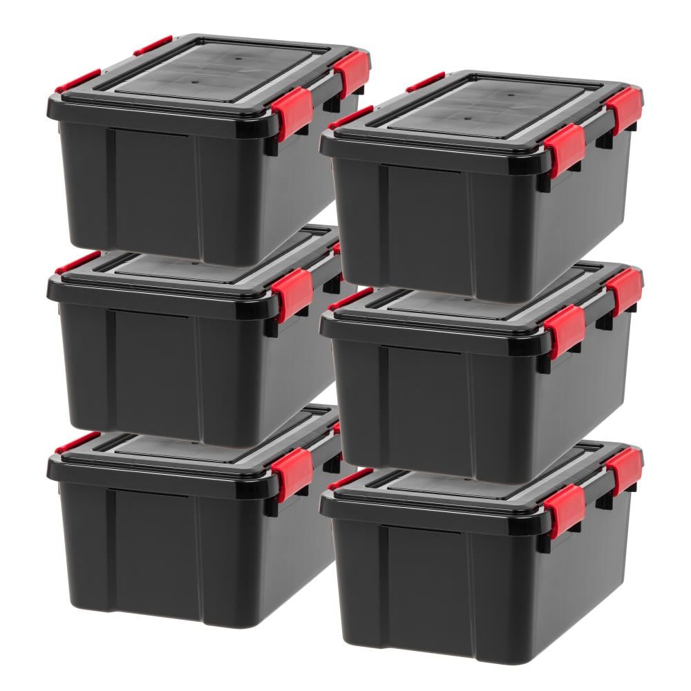 IRIS 12-Pack Stack and Pull Plastic Storage Box Small 1.4-Gallons  (5.75-Quart) Gray Tote with Latching Lid
