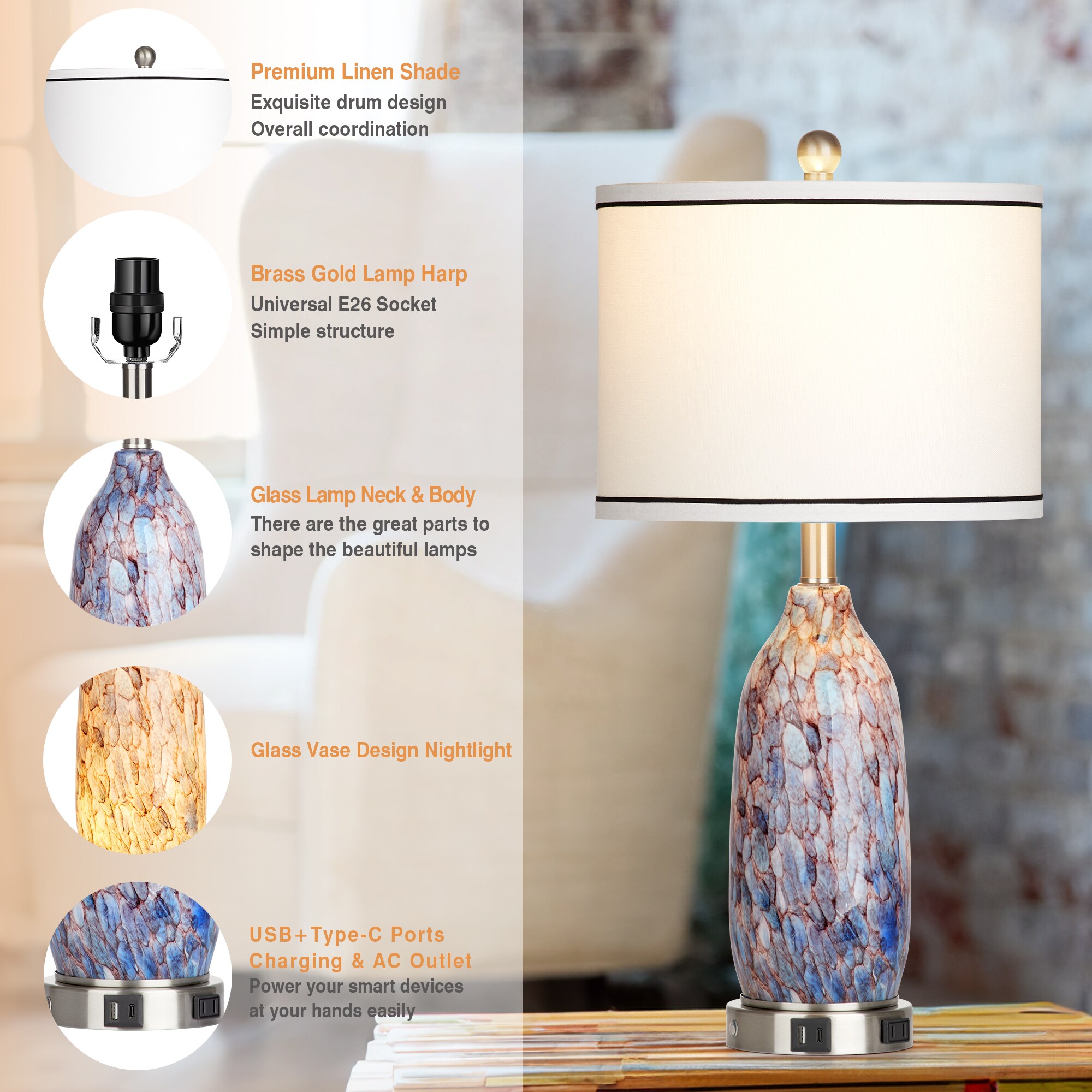 UrFurnishings TD-337 Table-Lamps - View #6