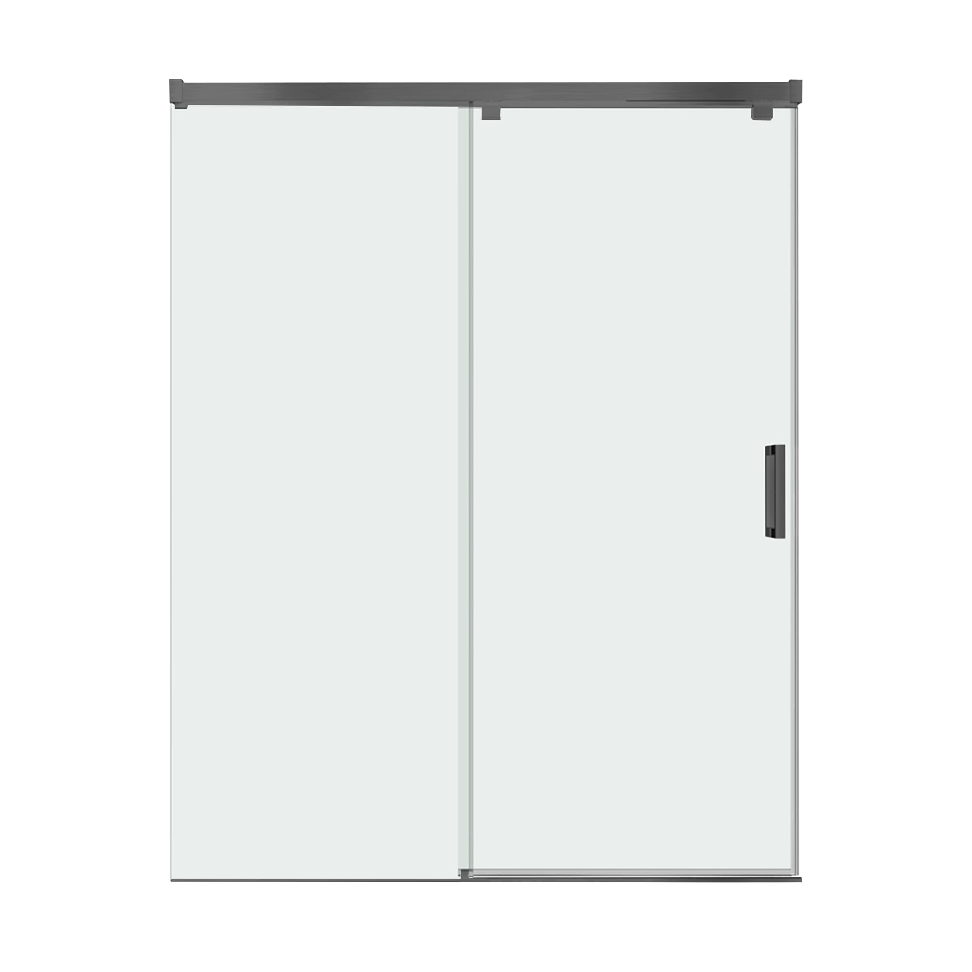 WELLFOR CV-SS11-4876BL Trackless Sliding Shower Door Matte Black 46-in to 48-in W x 76-Inches H Semi-frameless Standard Sliding Soft Close Shower door 5/16-in Thick Tempered Glass