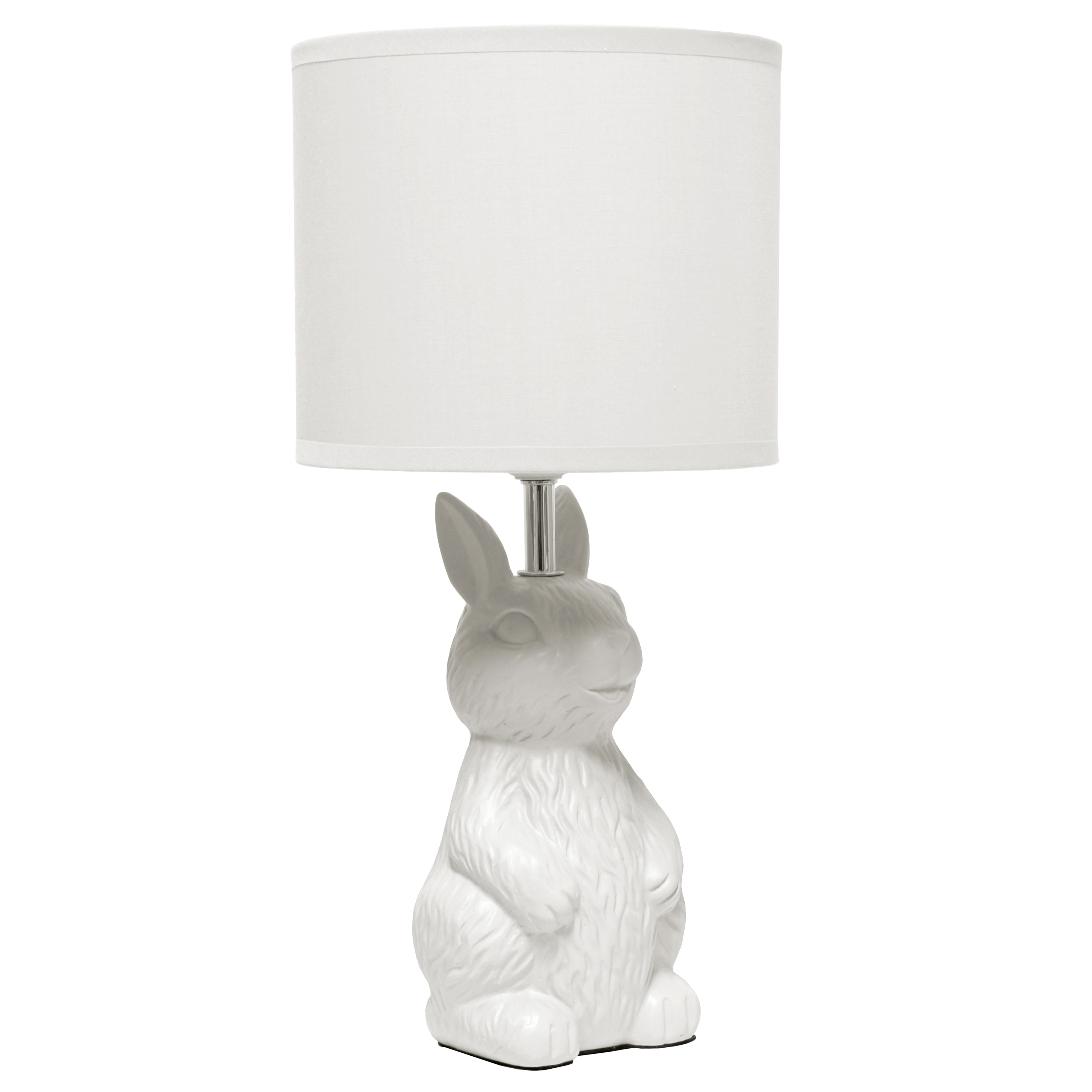 Simple Designs LT2117-WHT Cute Wonders 16.33-in White LED Table Lamp with Cotton Shade