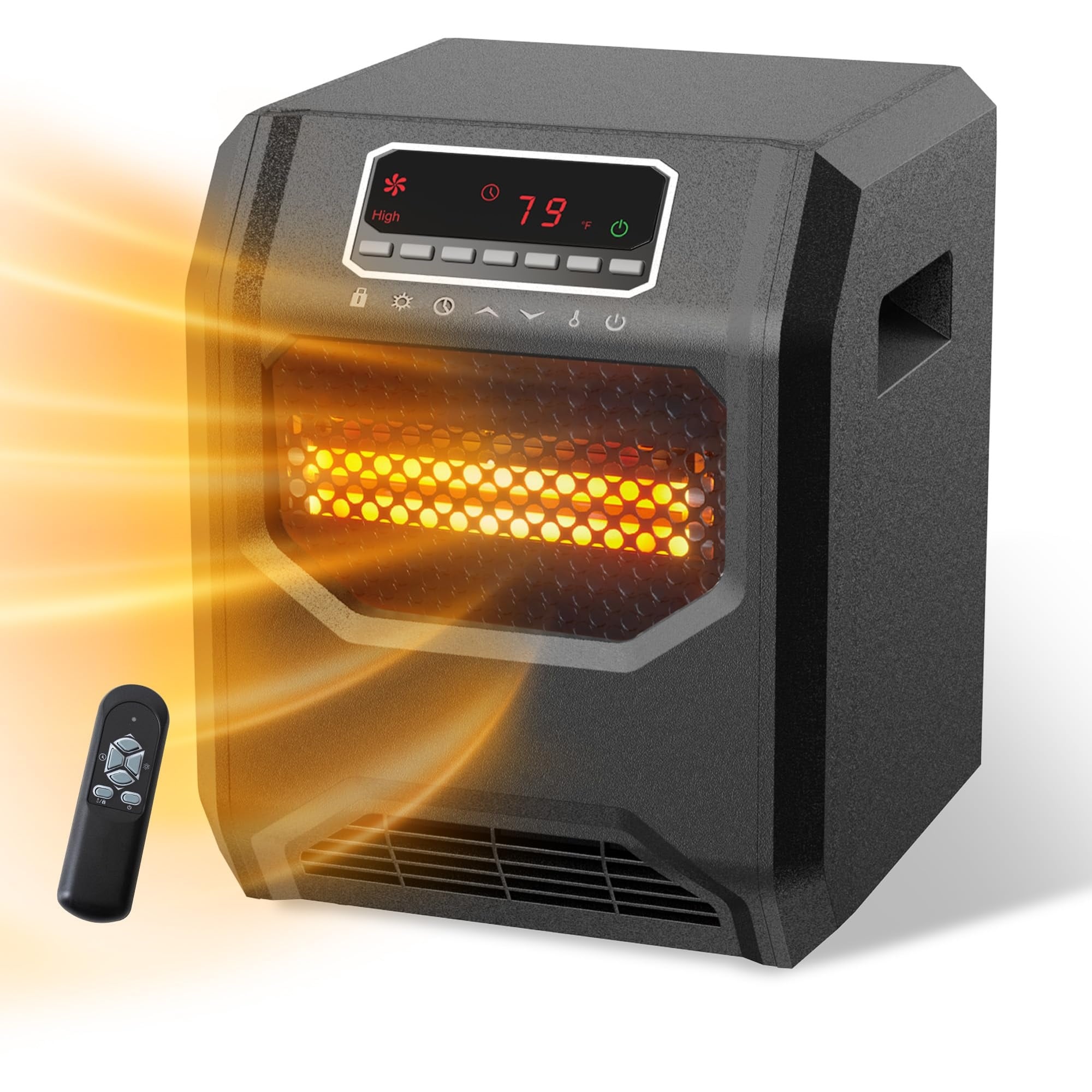 Misopily Infrared Space Heater 1500W Electric Heater with 3 Heat Settings Thermostat ECO Mode Timer Remote Control Child Lock for Indoor Use #L05MS10013