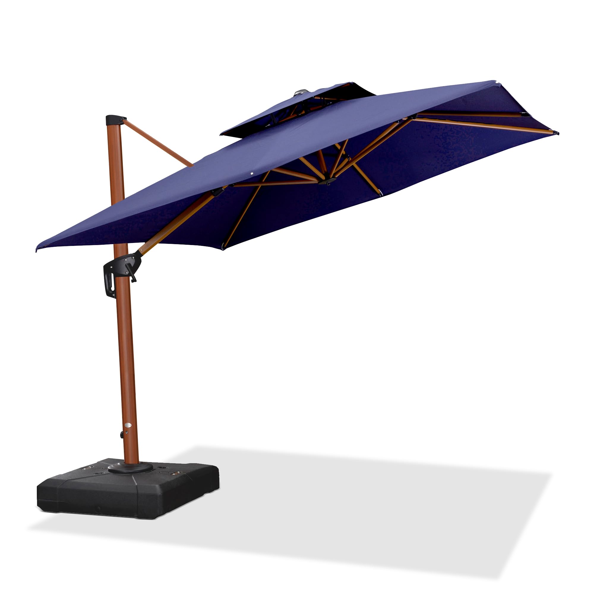 PURPLE LEAF LSGLRSM09-NB 9-ft Aluminum Navy Crank Cantilever Patio Umbrella