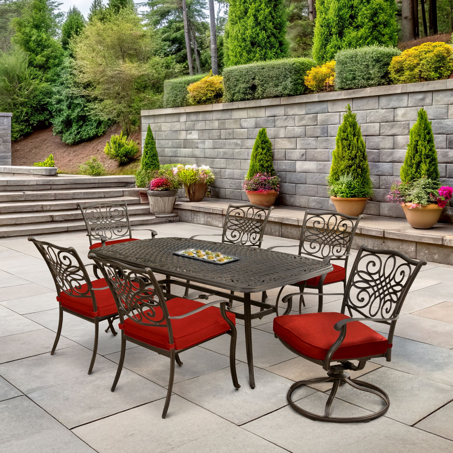 Hanover TRADDN7PCSW-RED Patio-Dining-Sets - View #9