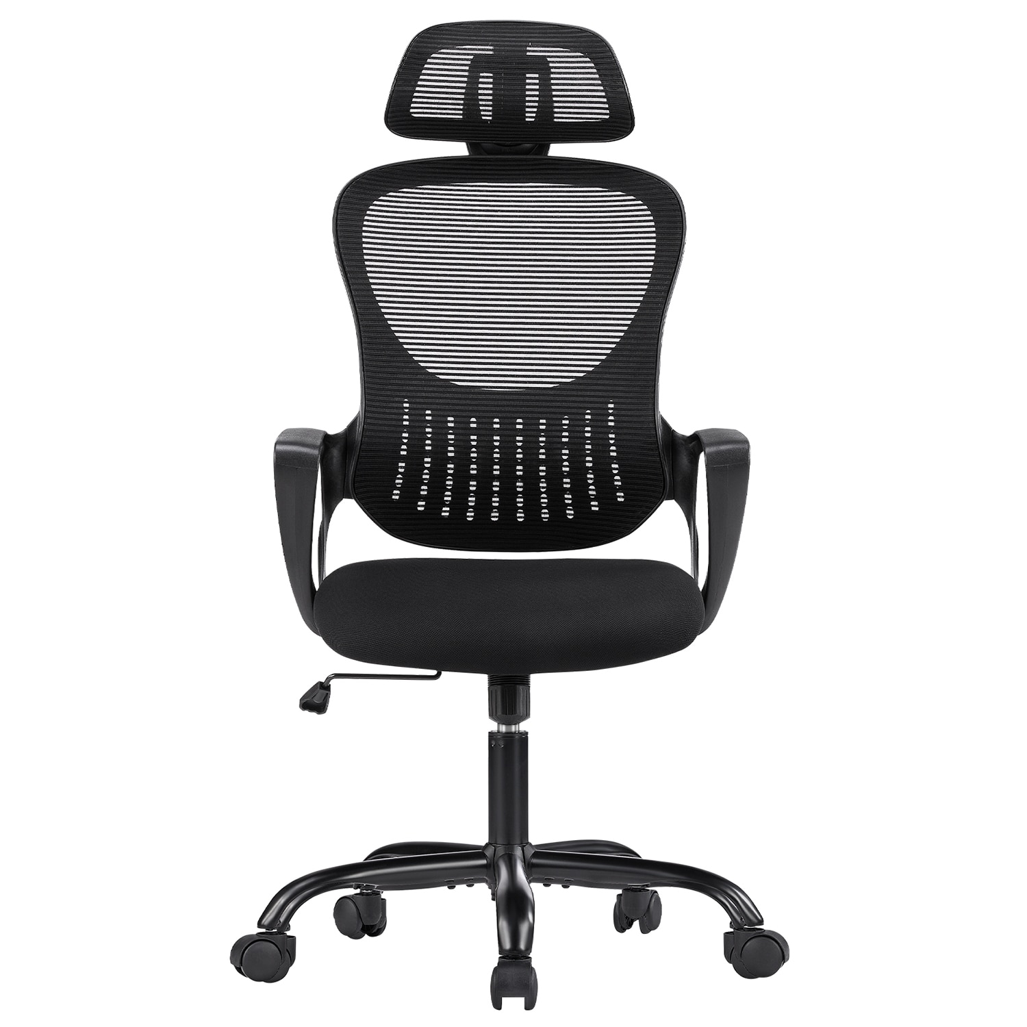 GZMR GZ-W22465 Mesh Rolling Work Chairs Black Contemporary Ergonomic Adjustable Height Swivel Upholstered Headrest Chair