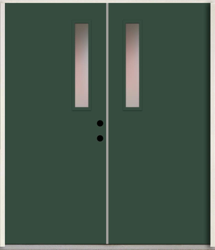 RELIABILT LO1063478 Spotlights 72-in x 80-in x Fiberglass 1/4 lite Left-hand inswing Evergreen Paint Painted Prehung Double Front Door Insulating core