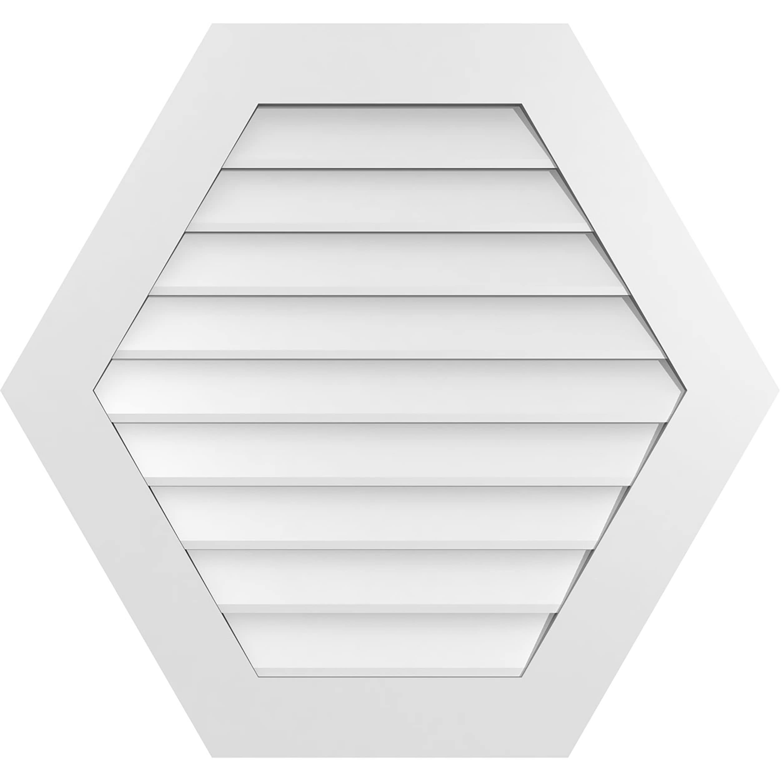 Ekena Millwork GVPHP34X3201SN 34-Inches x 32-Inches Off-white Peaked PVC Gable Louver Vent