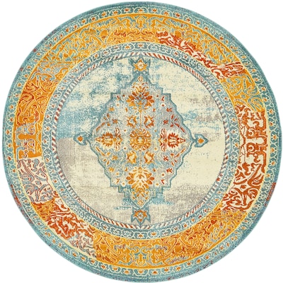 Unique Loom Haring Vita 2 x 3 Multi/Ivory Indoor Medallion Oriental Area Rug Unique Loom Haring Vita 2 x 3 Multi/Ivory Indoor Medallion Oriental Area Rug
