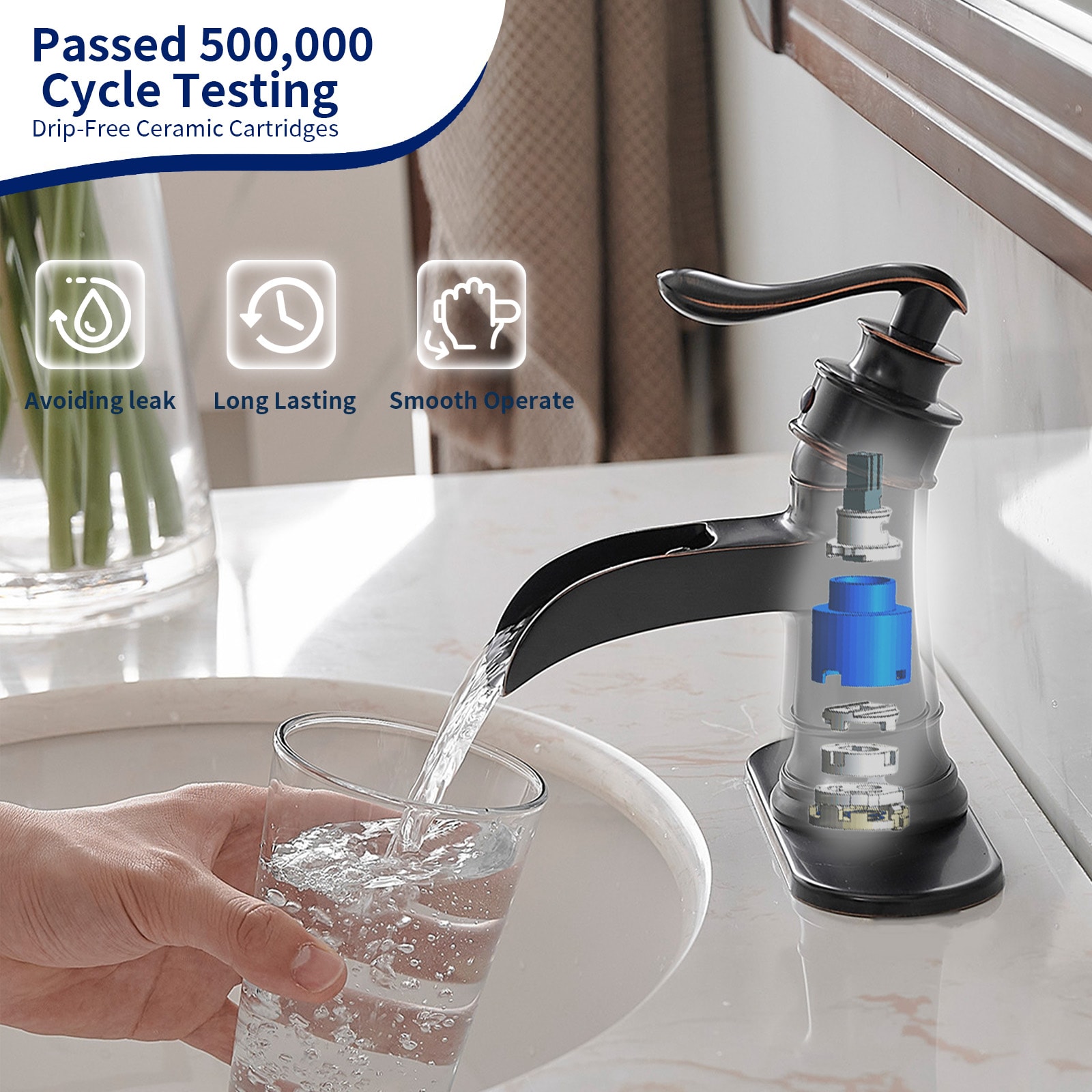 Oil Rubbed Bronze Single-Handle Waterfall Bathroom Faucet
