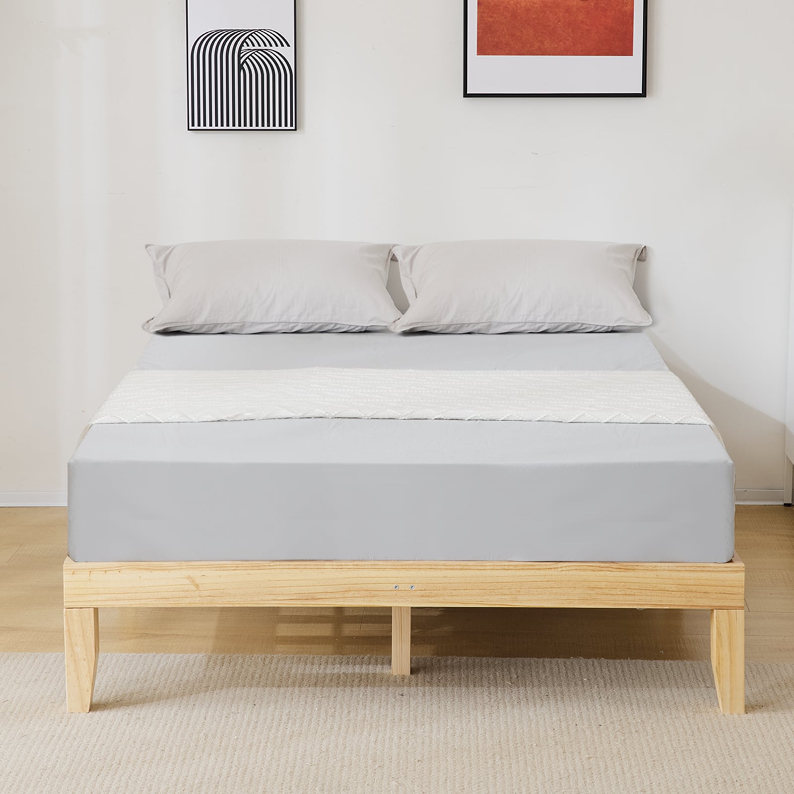 Outopee LO1G52004120 Yellow Full Wood Bed frame Bed