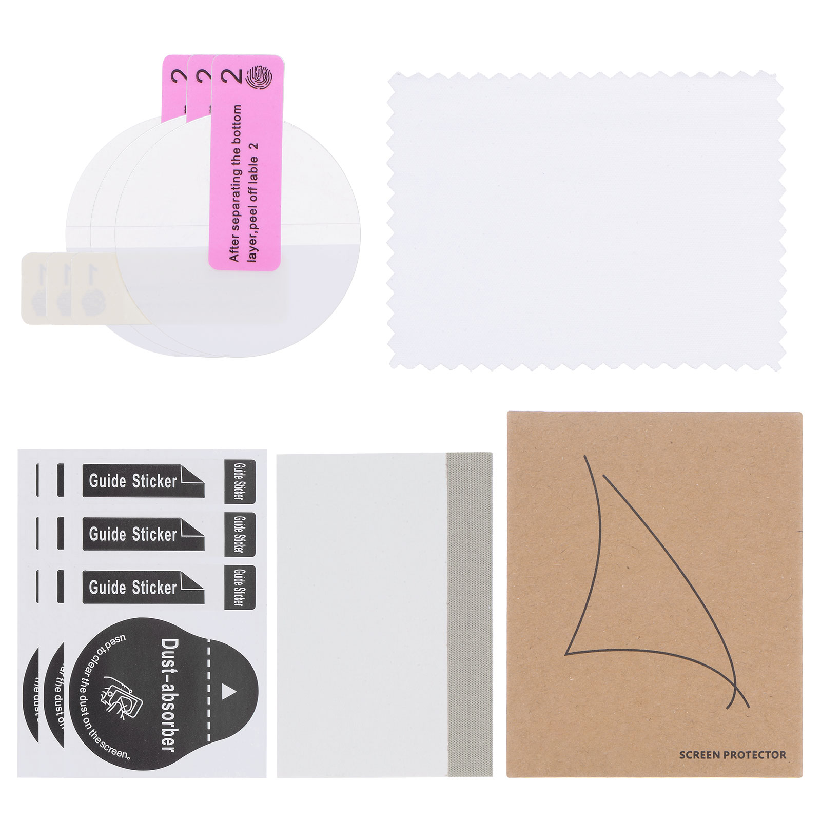 Harfington 3pcs Watch Glass Screen Protectors 34mm HD High Definition Anti-Scratch Waterproof Ultra-Thin TPU Universal Smartwatch Screen Protective Film with Cloth Sticker Scraping Card