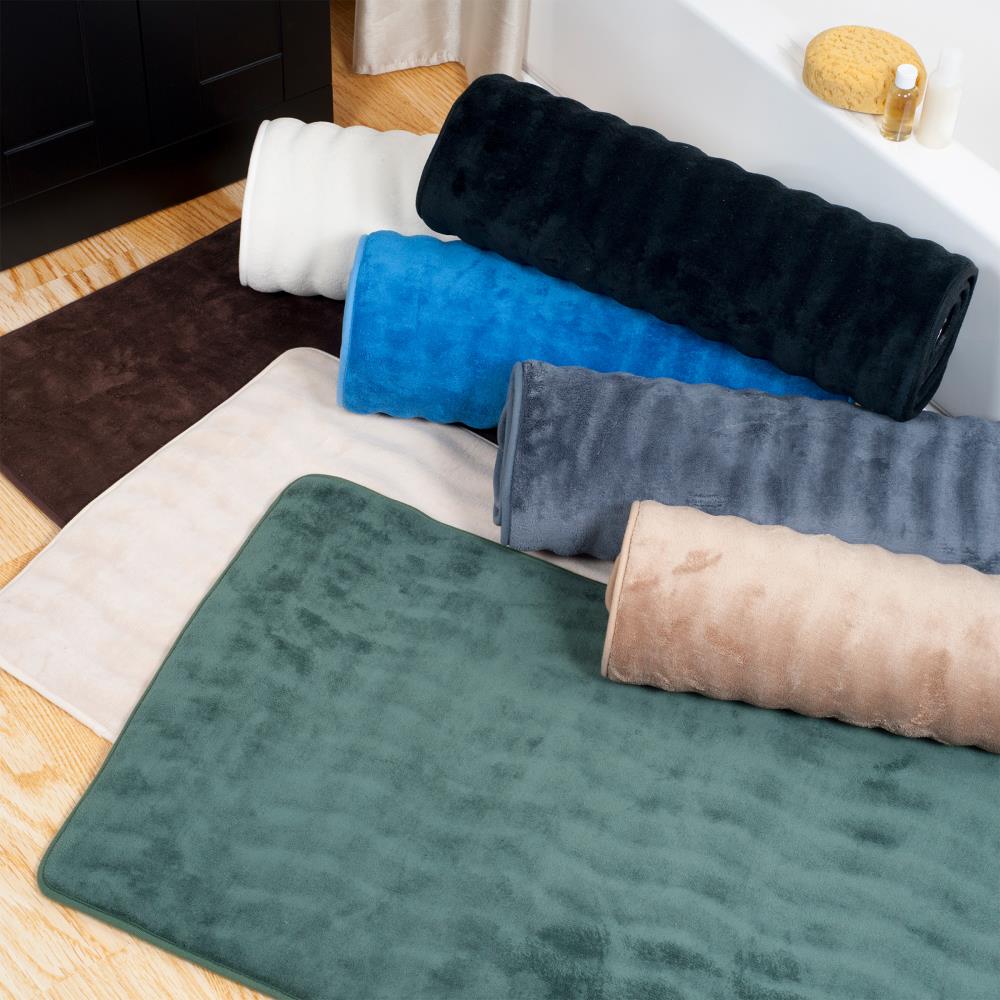 Hastings Home Bathroom Mats 60-in x 24.25-in Black Microfiber