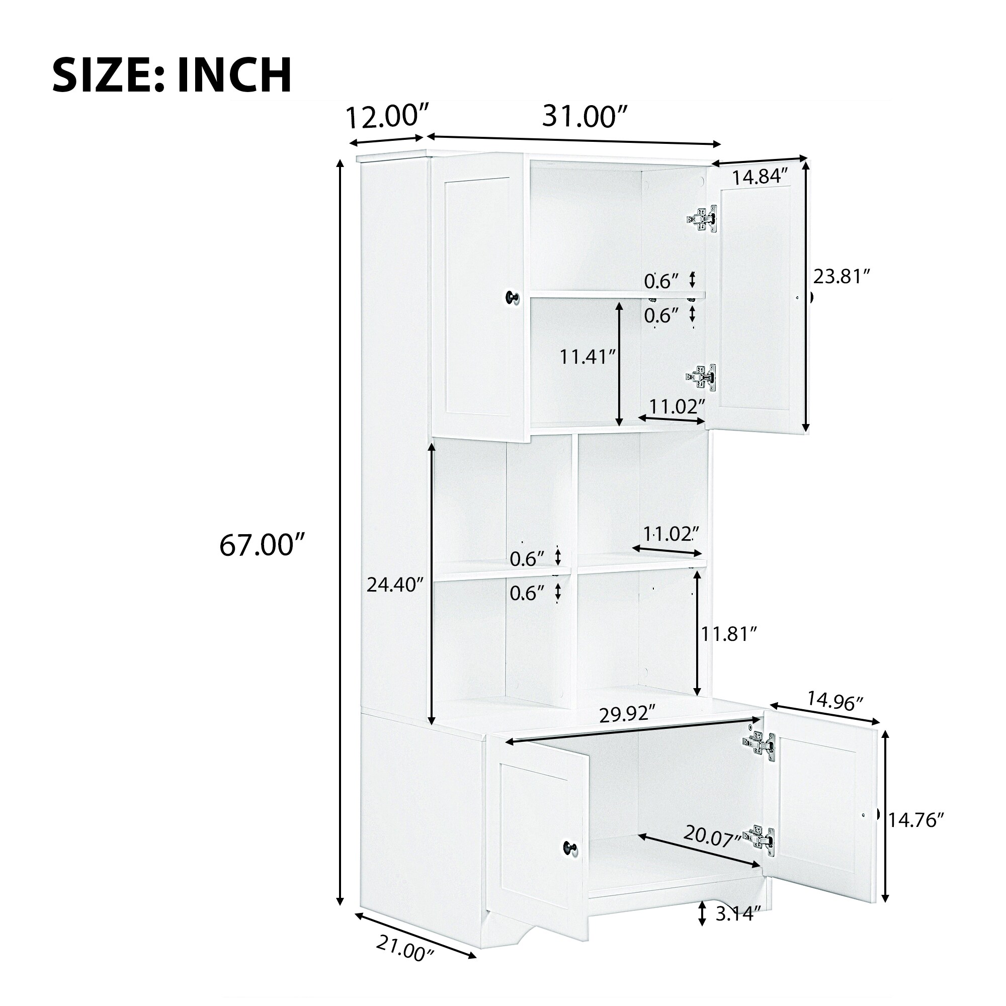 GDFStudio 327351 Bathroom-Wall-Cabinets - View #4