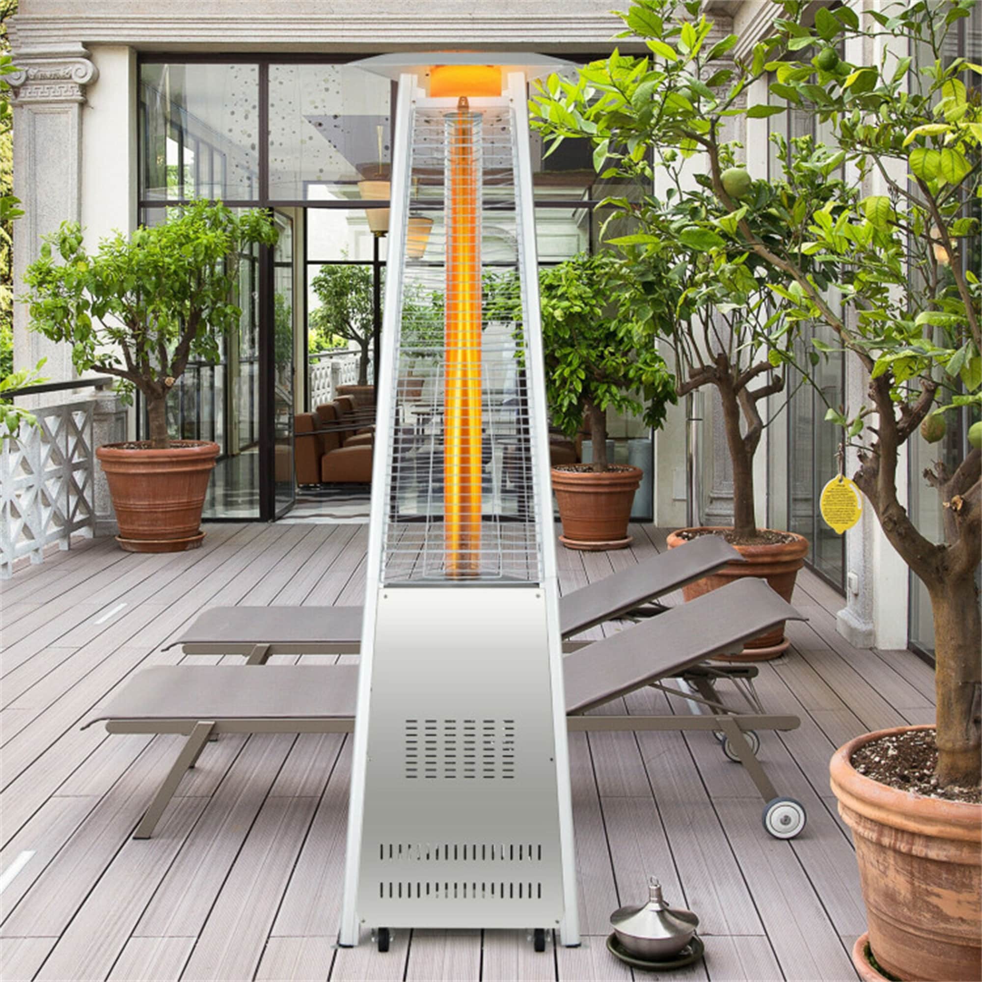 BABOOM BOM-P10040-CO 42000 -BTU Silver Stainless steel Floorstanding Liquid propane Patio Heater