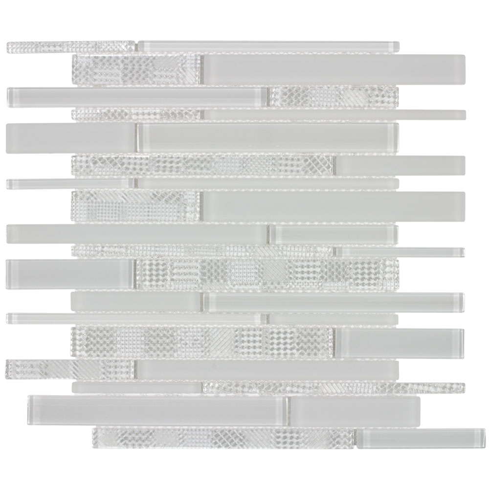 Elida Ceramica SY454WHIT1214 Linen Ice 12-in x 12-in Linen-look Glass Linear Wall Tile (1-sq. ft/ Piece)