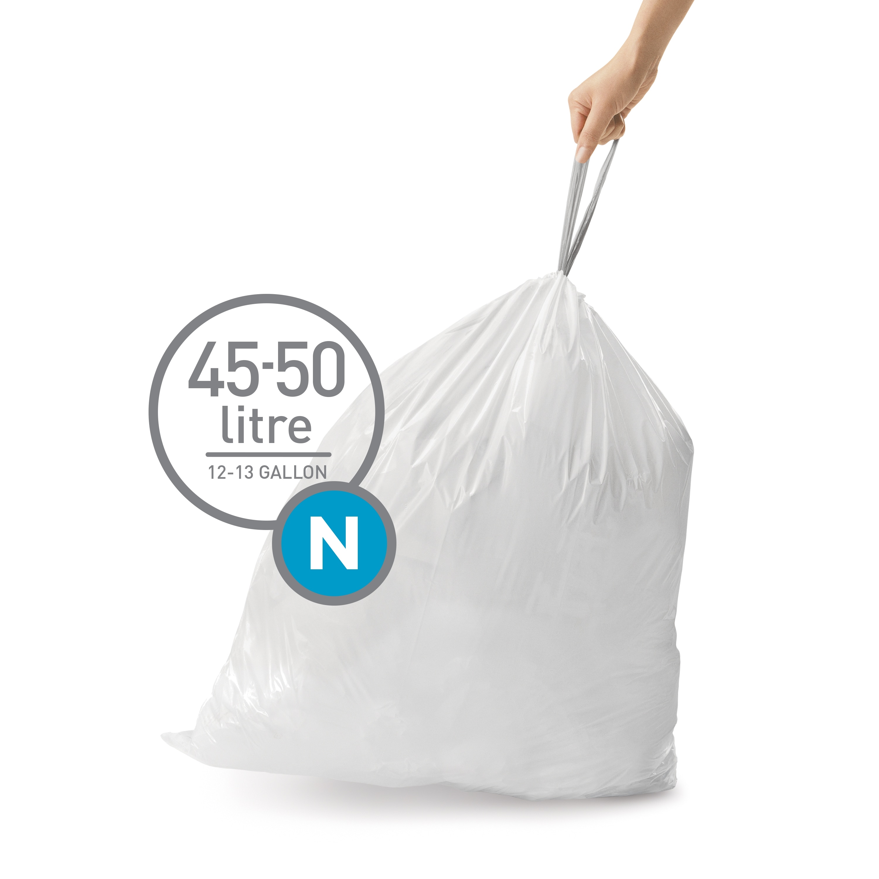 Code M (50 Count) 12 Gallon Heavy Duty Drawstring Plastic Trash Bags  Compatible with simplehuman Code M | 1.2 Mil | White Drawstring Garbage  Liners 12