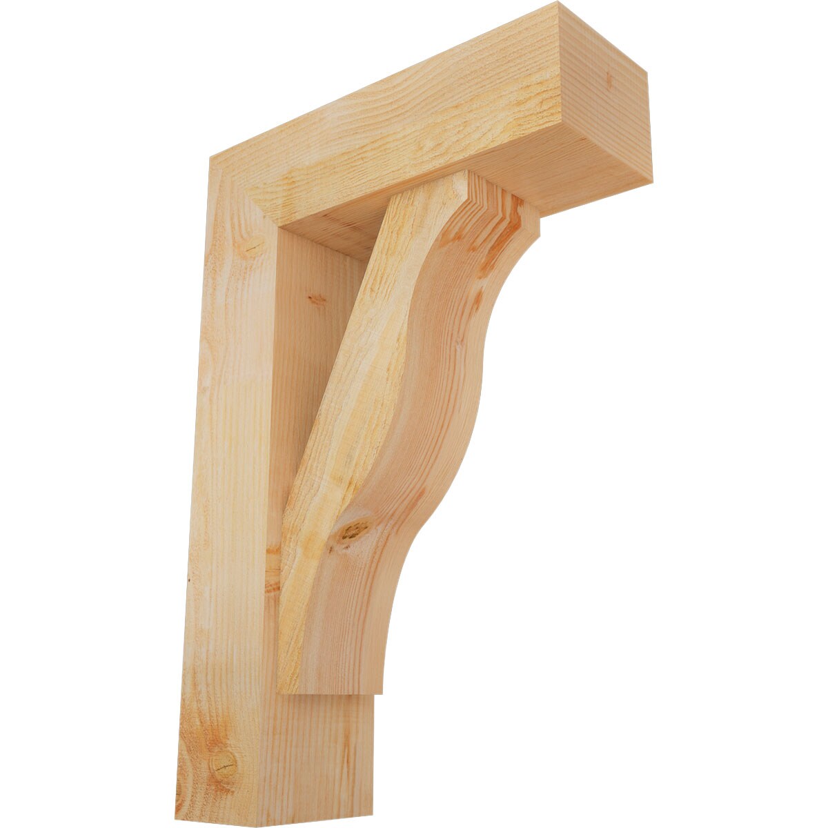 Ekena Millwork 1462477 Funston Block Rough Sawn Bracket with Offset Brace 8-in x 24-in x 36-in Douglas fir Brown Wood Standard bracket