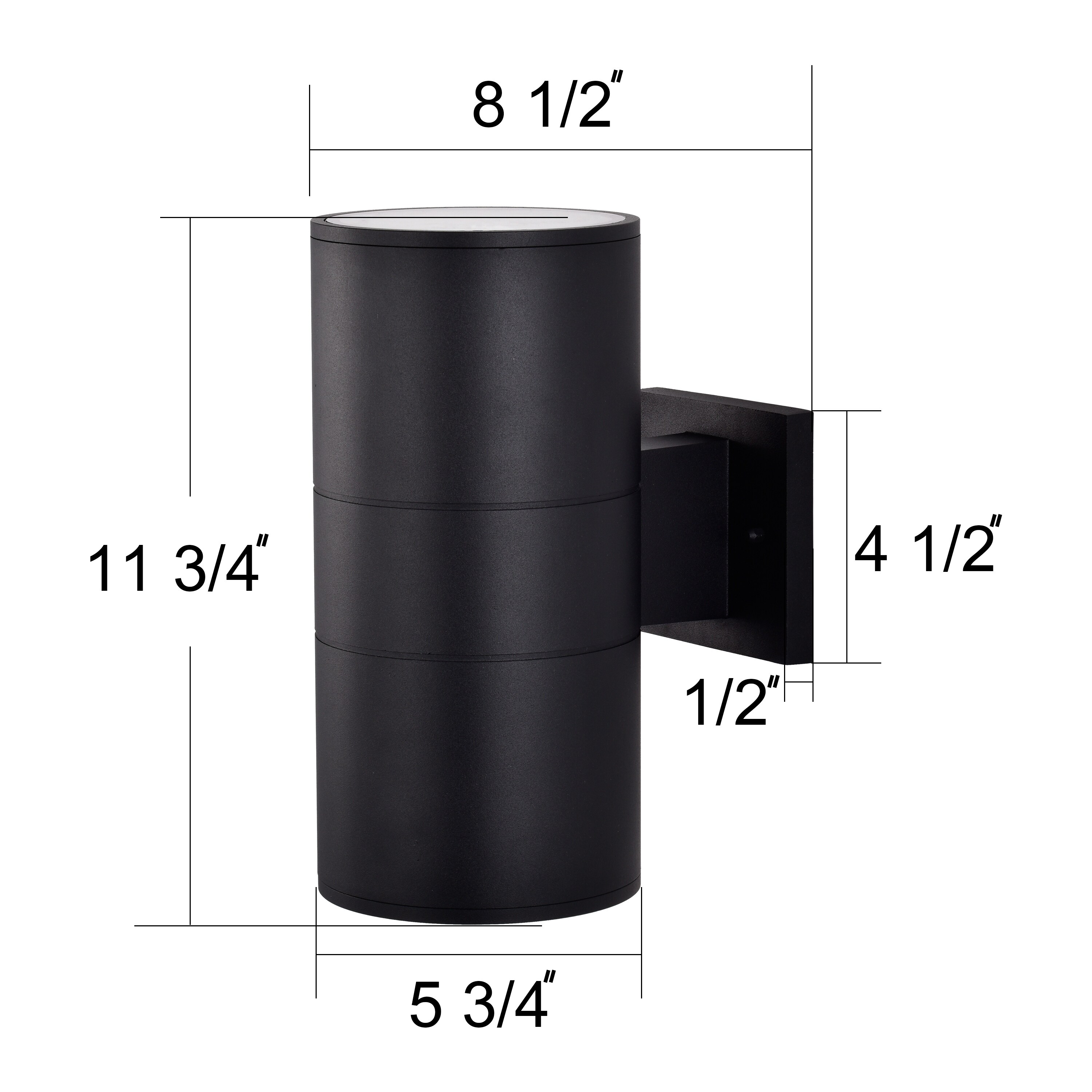 Matte Black Aluminum Cylinder Outdoor Wall Sconce