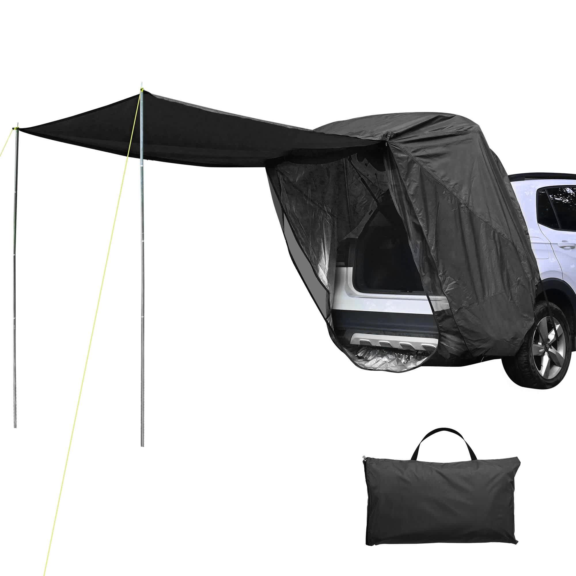 Yescom 07CSA012-TSA-06-LO Universal Tailgate Tent with Pole for SUV/Van/MPV/CUV Camping Travel Hatchback Awning Shade Mesh Net Waterproof Black