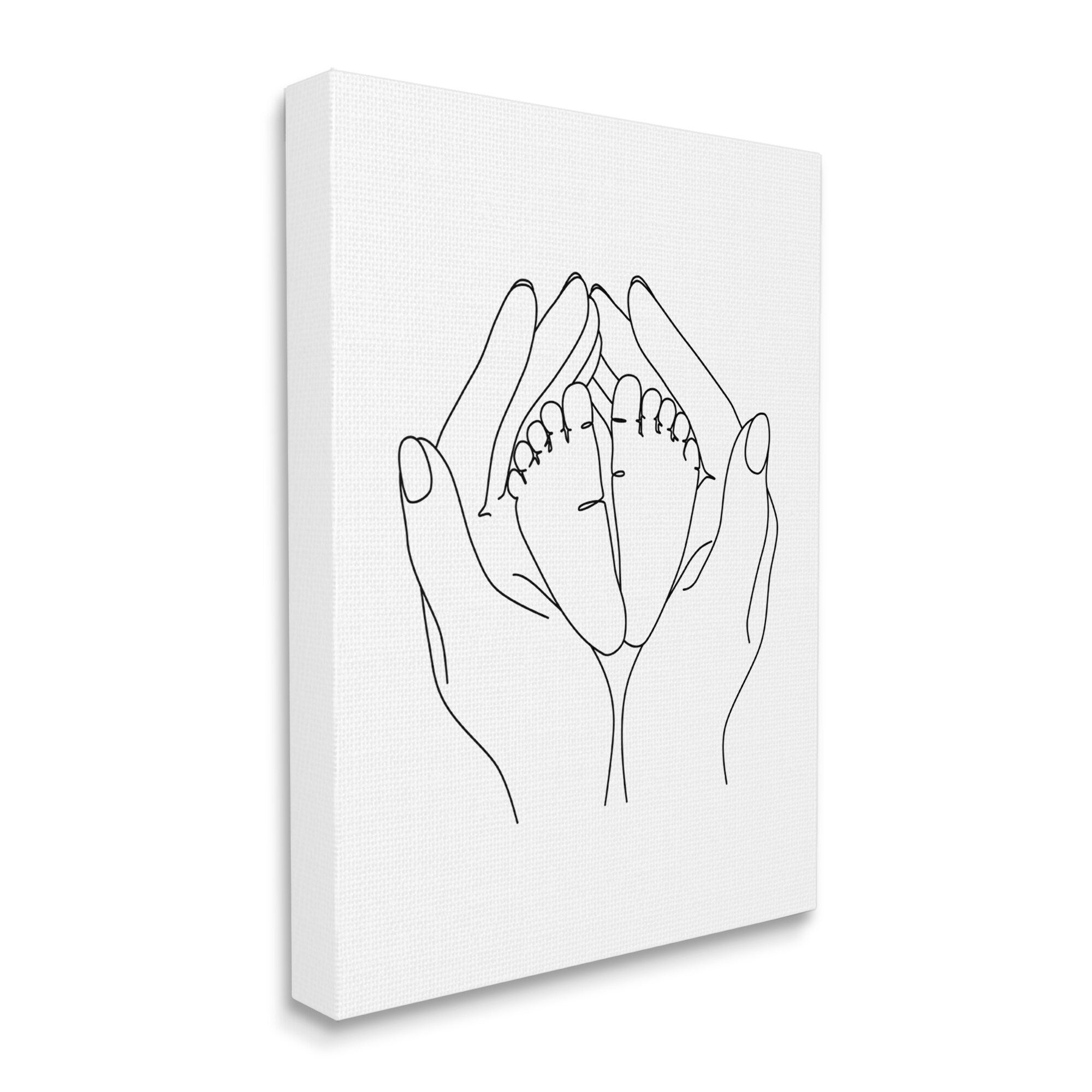 Stupell Industries AE-798-CN-24X30 Hands Holding Baby-ft Minimal Line Drawing Jj Design House Llc 30-in H x 24-in W People Print on Canvas