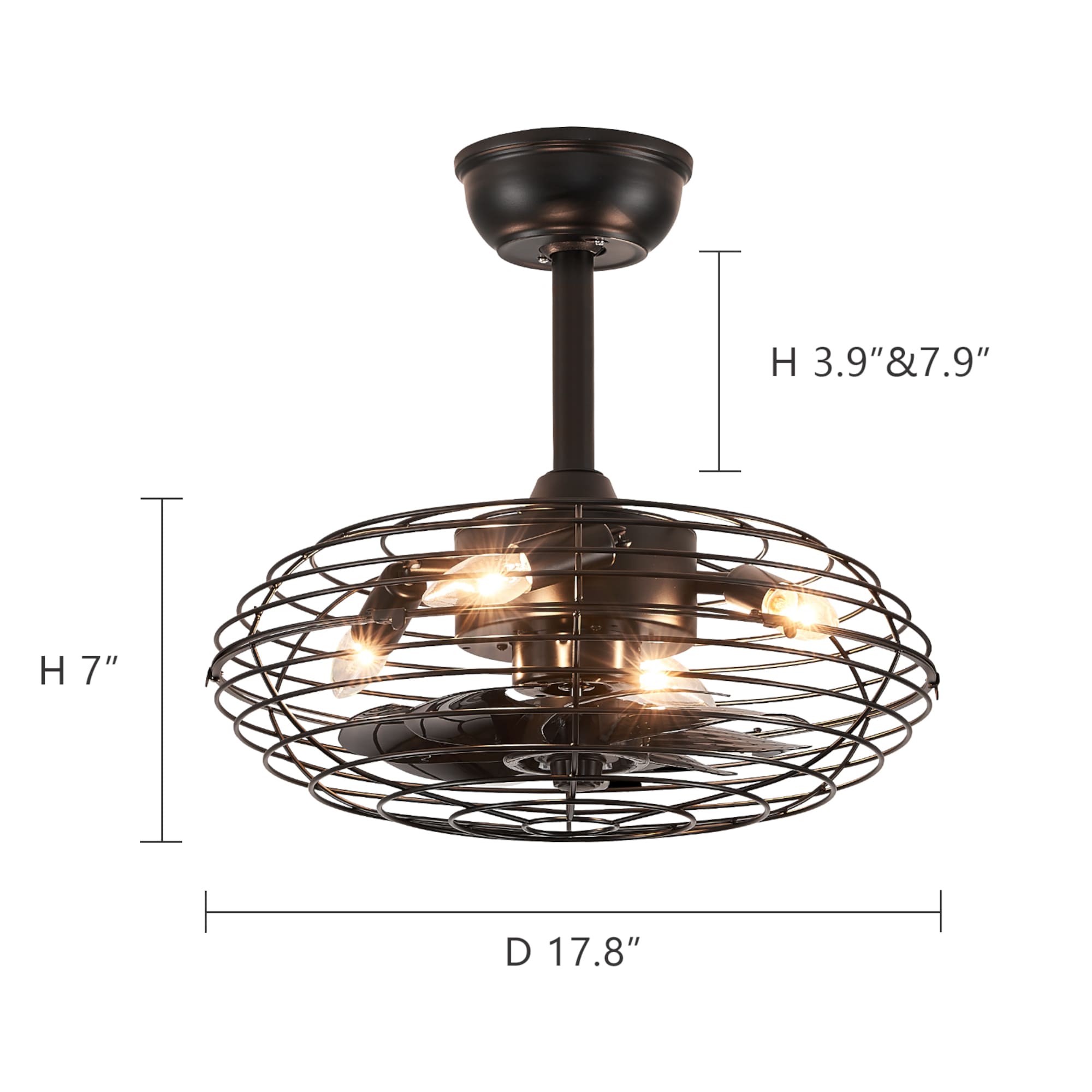 Antoine Modern Low Profile Enclosed 18-in Black Indoor Cage Ceiling Fan ...