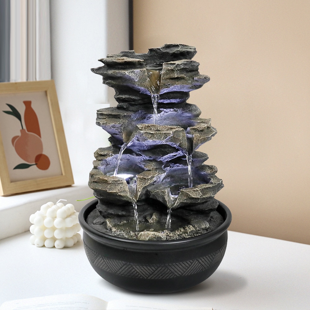 Watnature 15.7-in Resin Rock Waterfall Indoor Fountain Watnature 15.7-in Resin Rock Waterfall Indoor Fountain