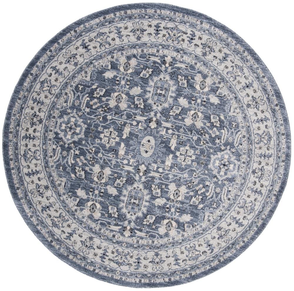 Safavieh CHL412N-7R Charleston Gabbeh 7 x 7 (ft) Loomed Polypropylene Navy/Creme Round Indoor Floral/Botanical Area rug