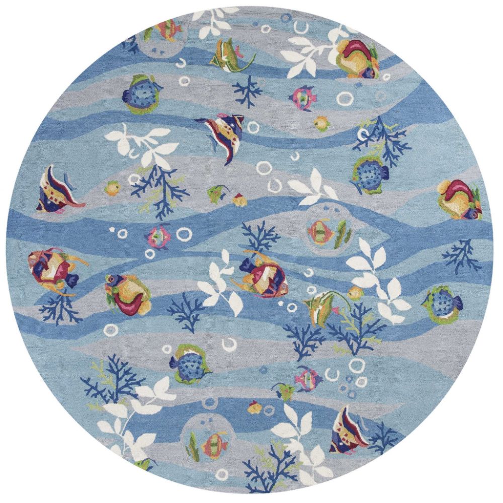 HomeRoots 353070 Bernadette 7 X 7 (ft) Blue Round Indoor Animal Print Area Rug