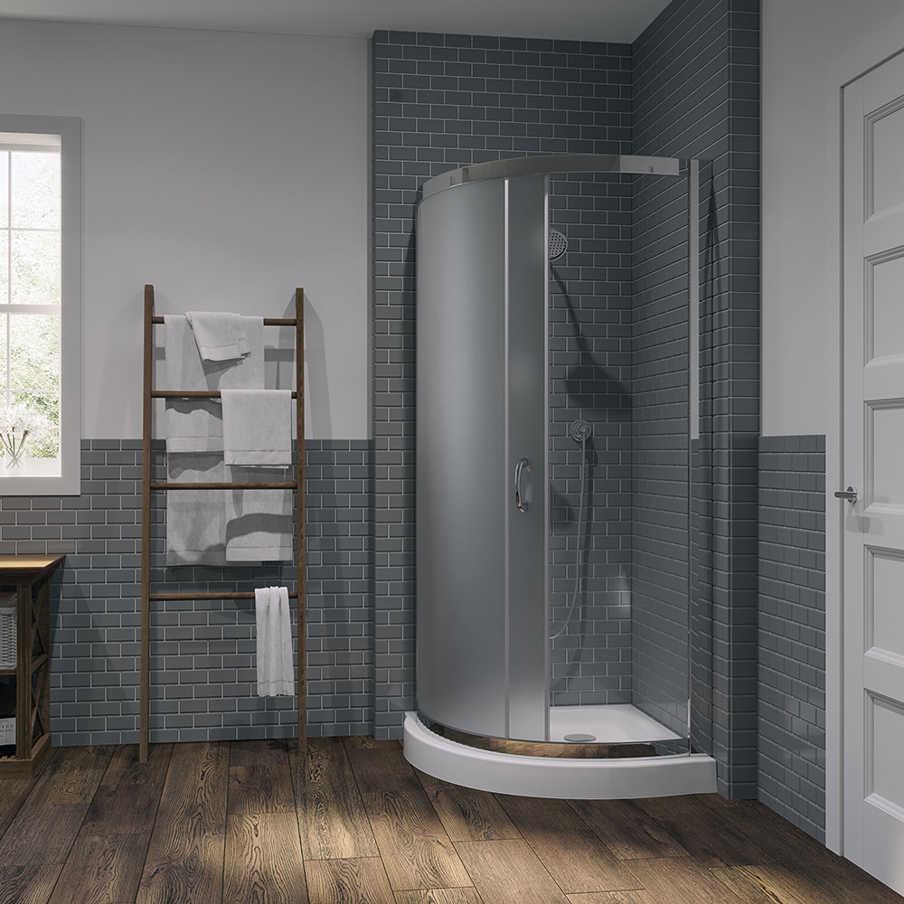 Breeze 34'' Frosted Glass Corner Shower Kit with Chrome Finish