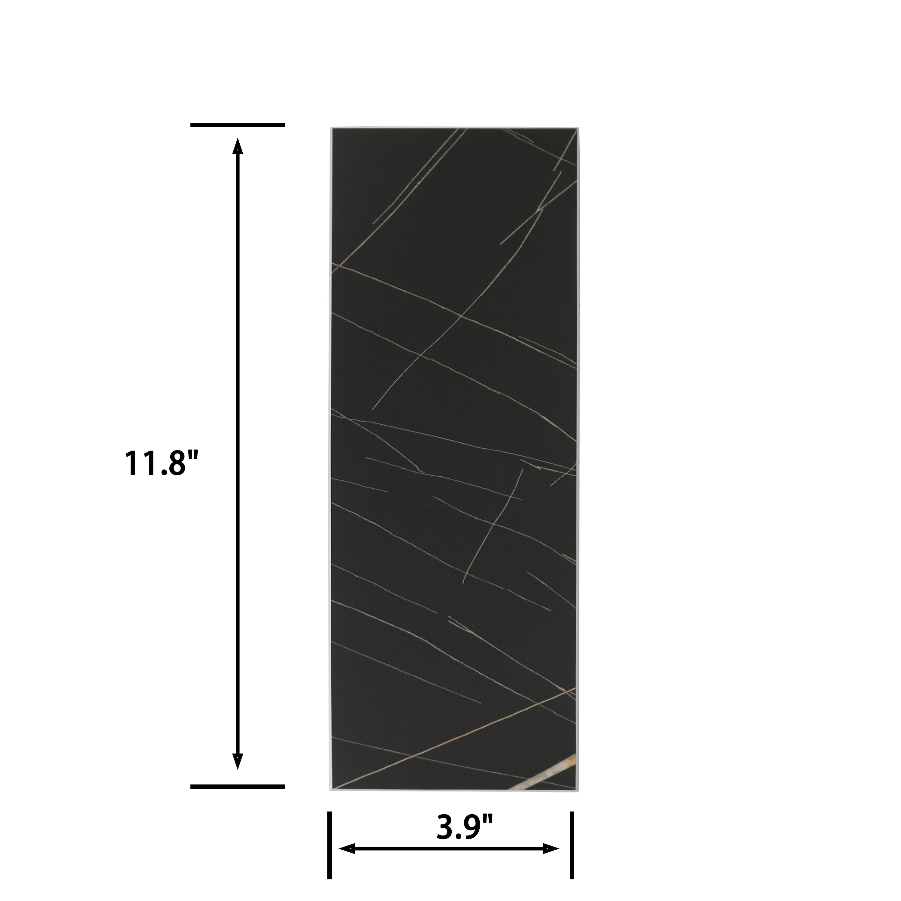 Glossy Noir 4'' x 12'' Peel and Stick Subway Tile