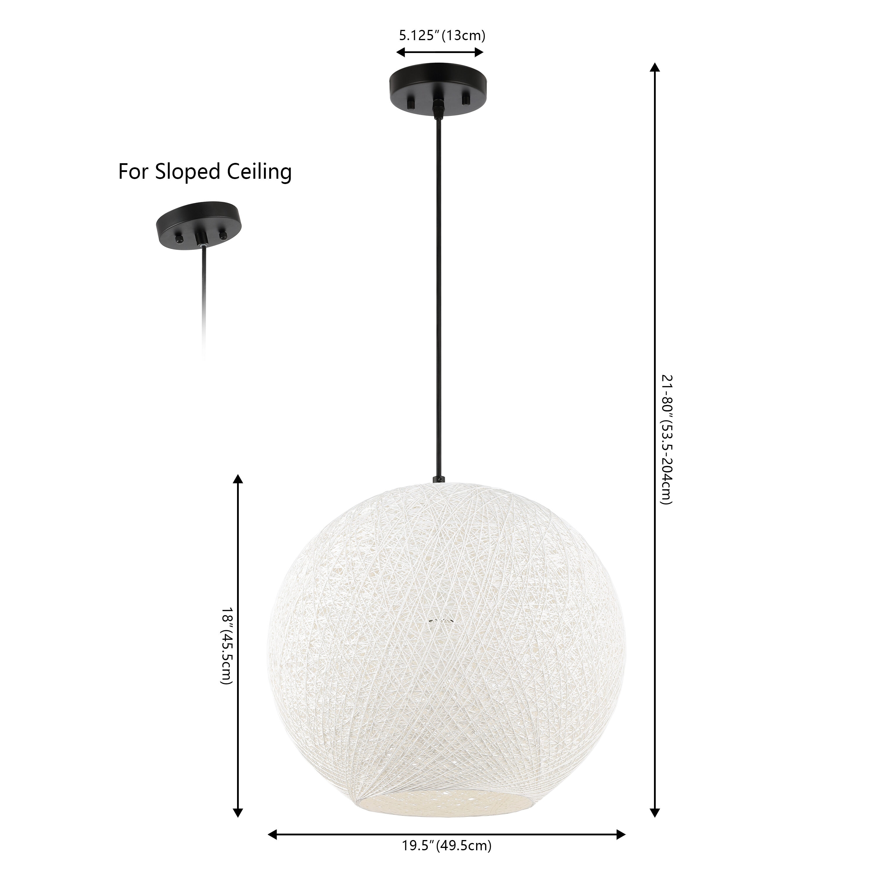 Lacey 19.5" White Bohemian Globe LED Pendant Light
