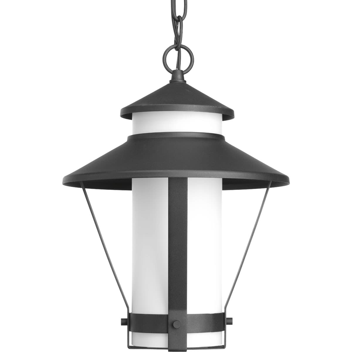 Progress Lighting P6509-31 Via Black Transitional Etched Glass Lantern Outdoor Hanging Pendant Light