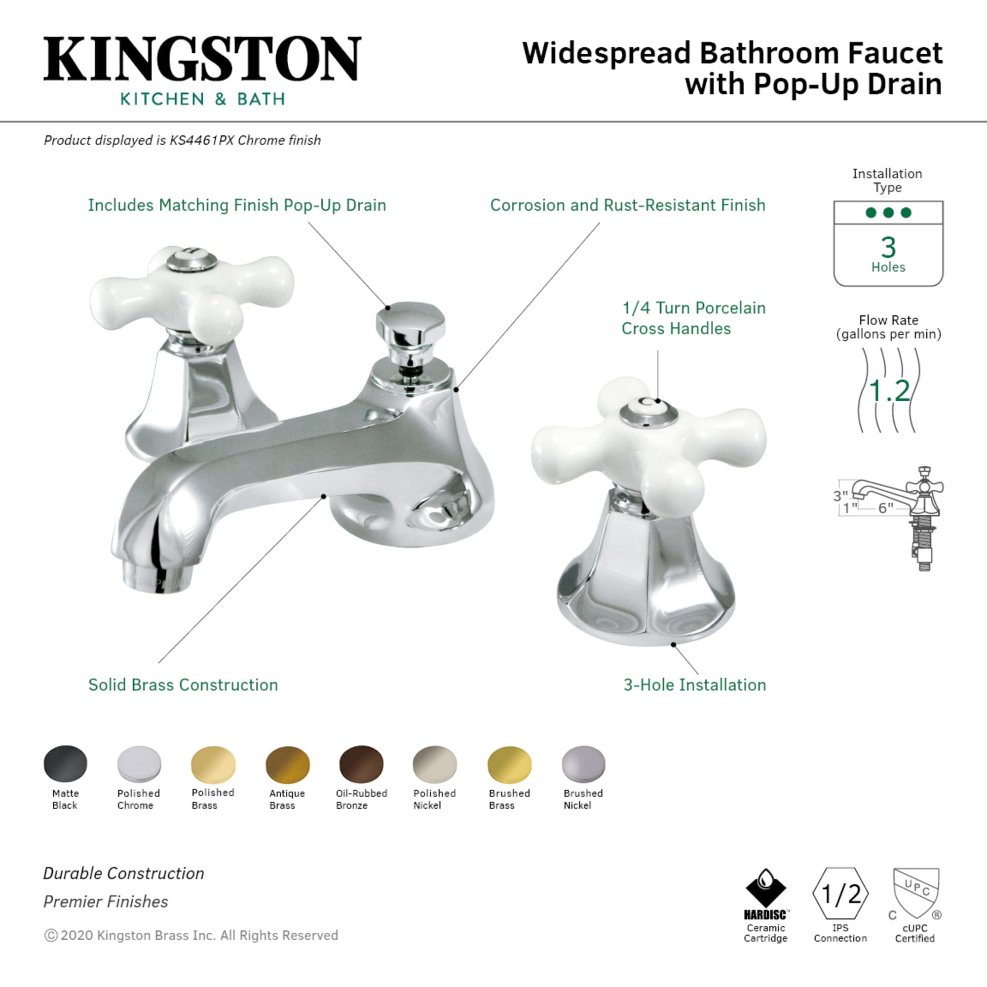Kingston Brass WLKS4461PX Lavatory-Faucets - View #3