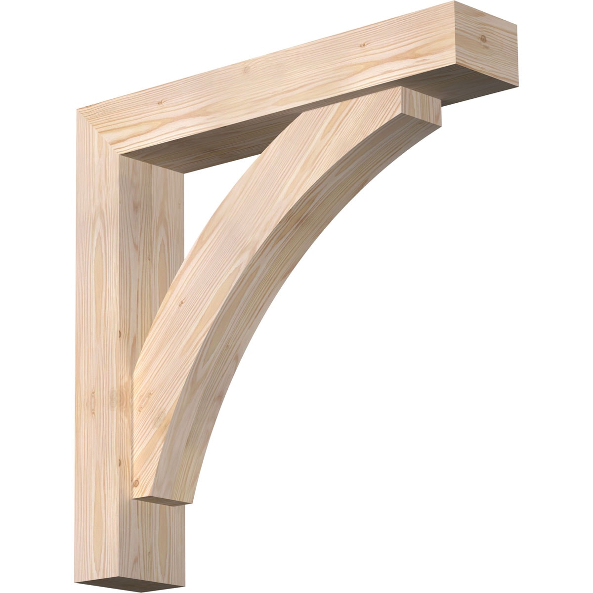 Ekena Millwork 1464152 Thorton Block Smooth Bracket with Offset Brace Douglas Fir Wood Standard Bracket