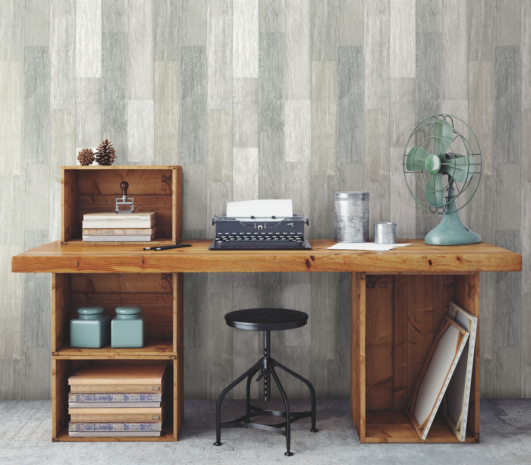 York Wallcoverings FH4003 Simply Farmhouse 56.4-Sq. Feet White Non-woven Wood Prepasted Water Activated Paste Wallpaper