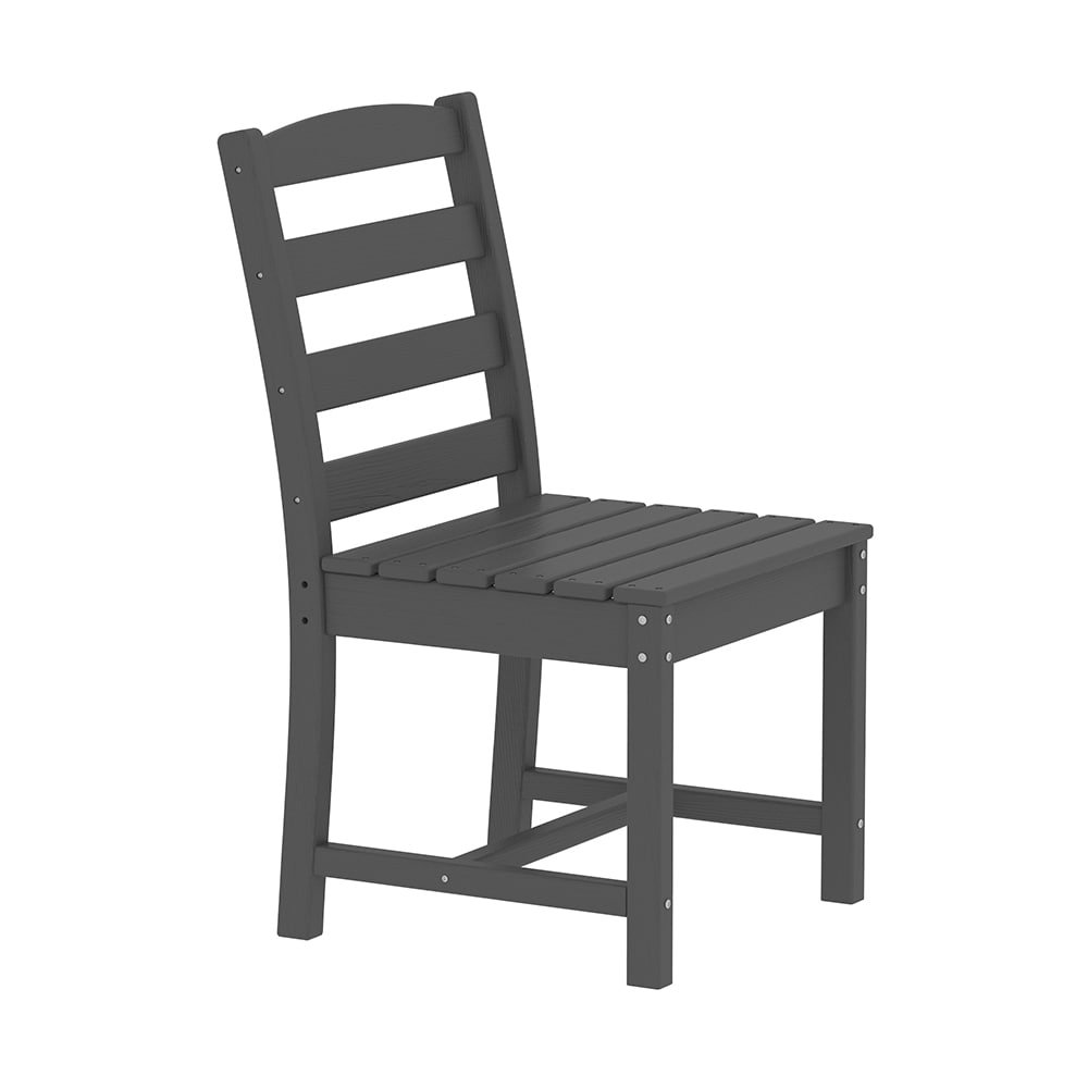 Homsee V-KF510003-01 Premium 2-Piece Armless Patio Chair Set - Weatherproof Gray HDPE Outdoor Dining Chairs with 275lb Capacity