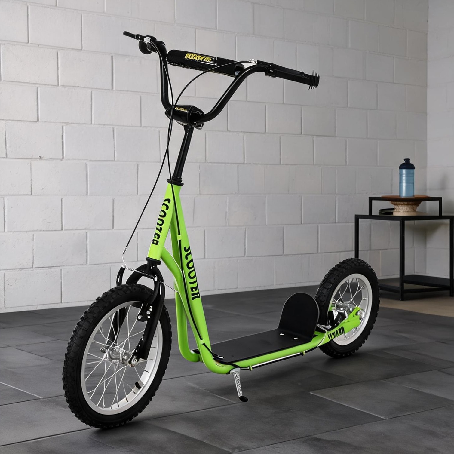 FlowLuxe Adjustable Design Kids Scooters in Green 53.2 x 22.8 x 34.8 in with Practical Control