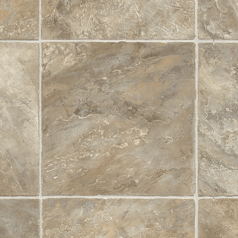 Style Selections LWIIS257 (Sample) Sample Sienna Slate Brown Stone look 10-mil Waterproof and Water Resistant Glue down Sheet Vinyl (Cut-to-Length)