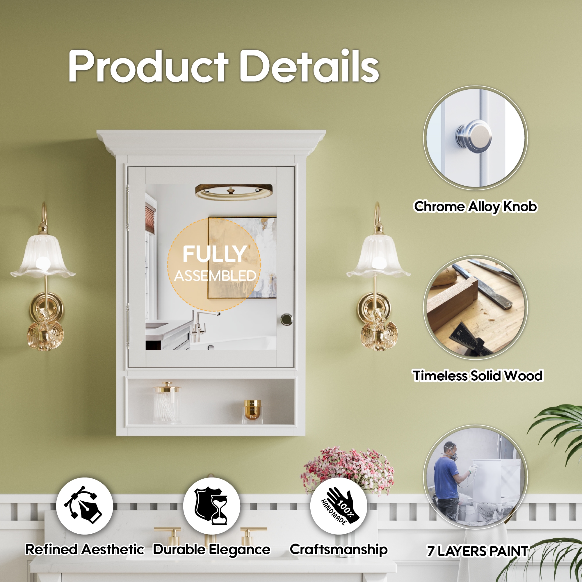Forclover HM-J2432WT Bathroom-Medicine-Cabinets - View #3