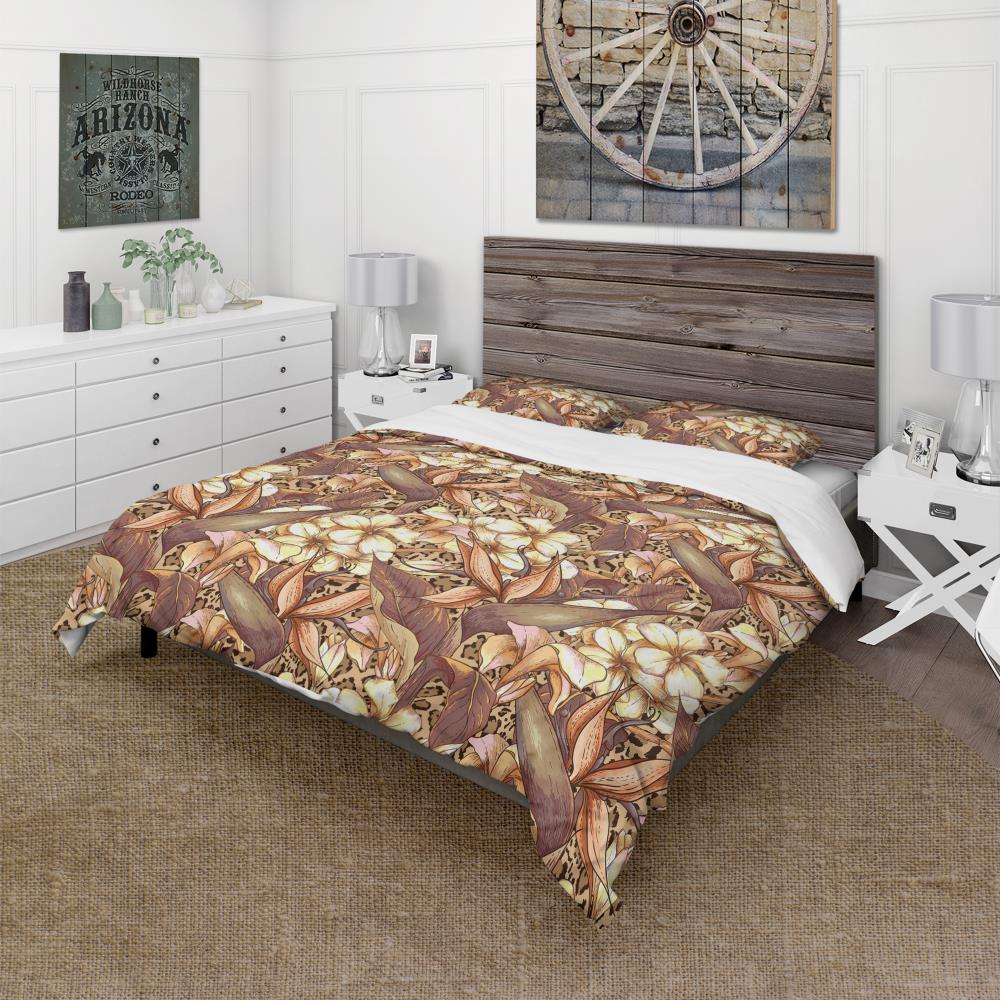 Designart BED18890-Q 3 -Piece Brown Queen Duvet cover Set