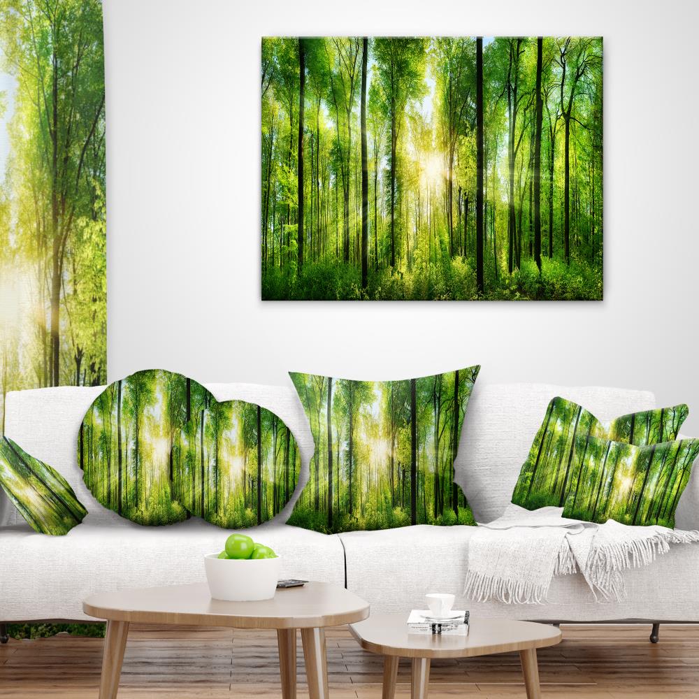 Designart Forest with Rays of Sun Panorama- Landscape Art Print Canvas ...
