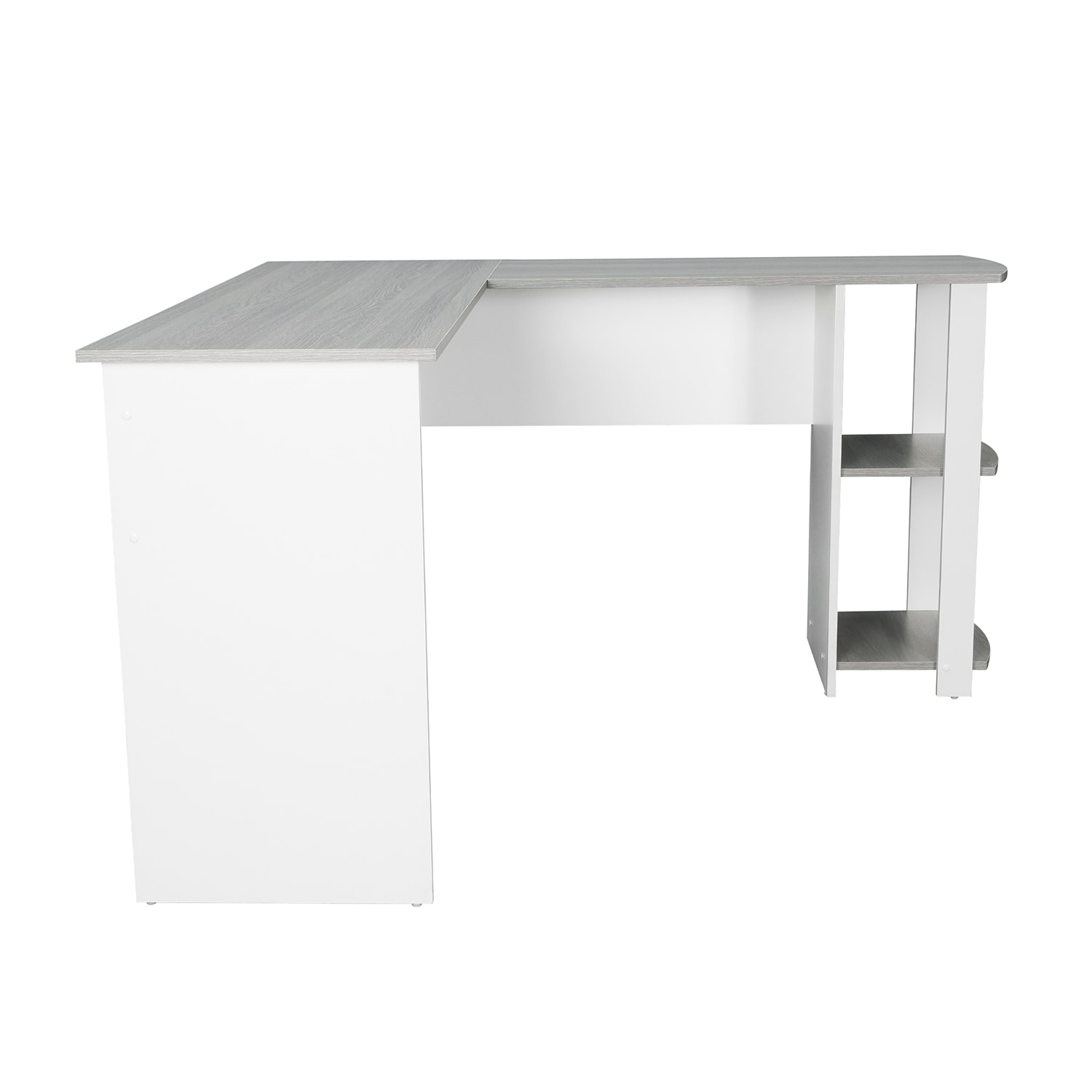 GZMR L-Shaped Desk with Side Shelves 53.5-in Gray Modern/Contemporary L ...